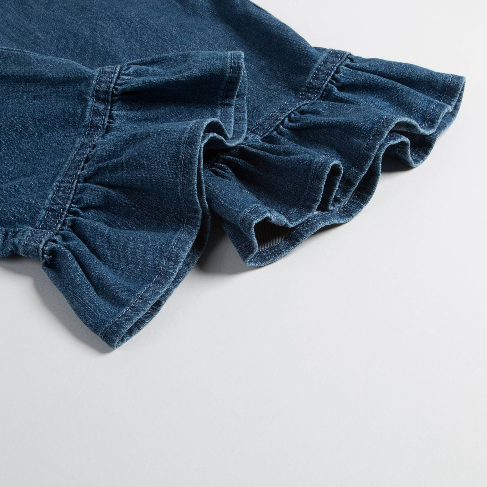 Girls Denim Blue Capri Pants Cotton Trouesrs