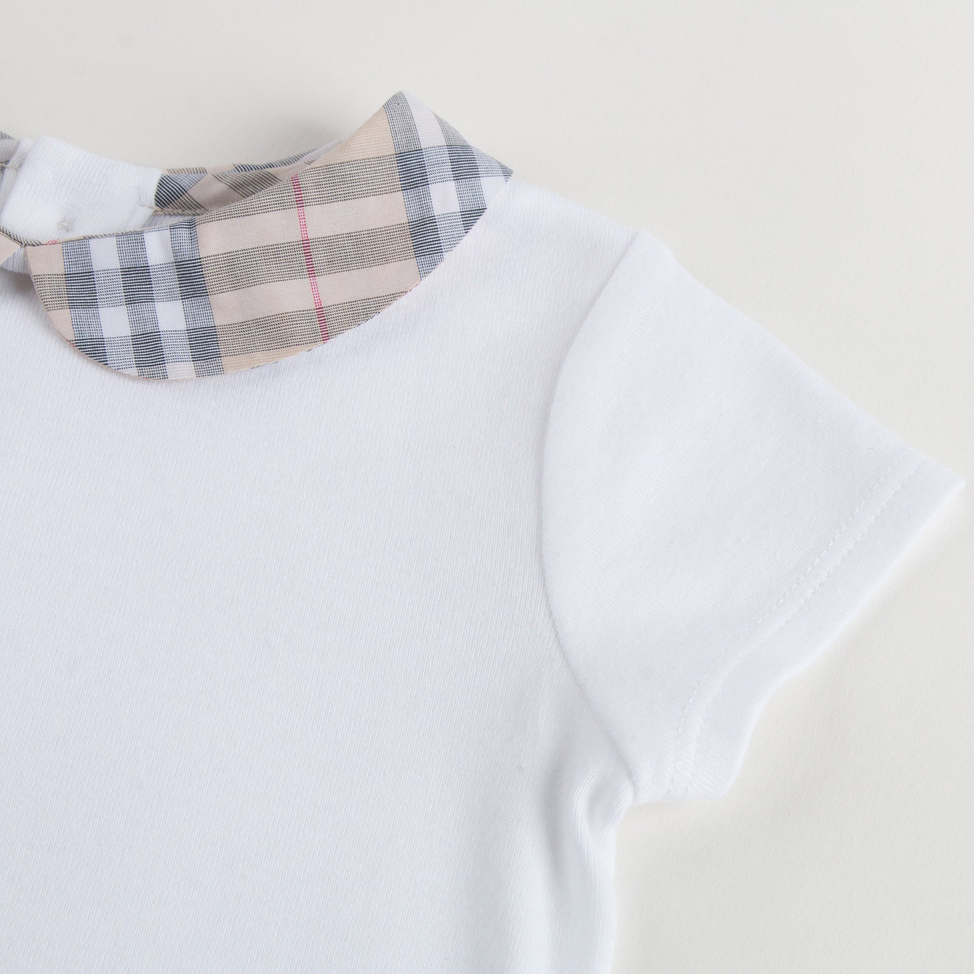 Baby Boys&Baby Girls White With Check Collar Babygrows - CÉMAROSE | Children's Fashion Store - 4