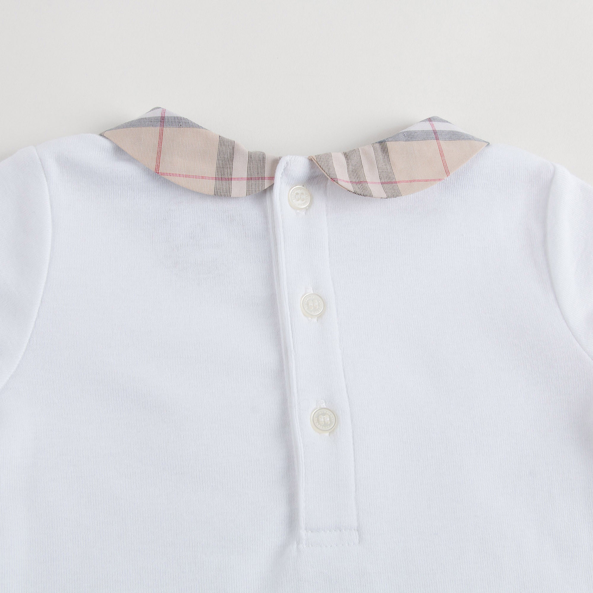 Baby Boys&Baby Girls White With Check Collar Babygrows - CÉMAROSE | Children's Fashion Store - 6