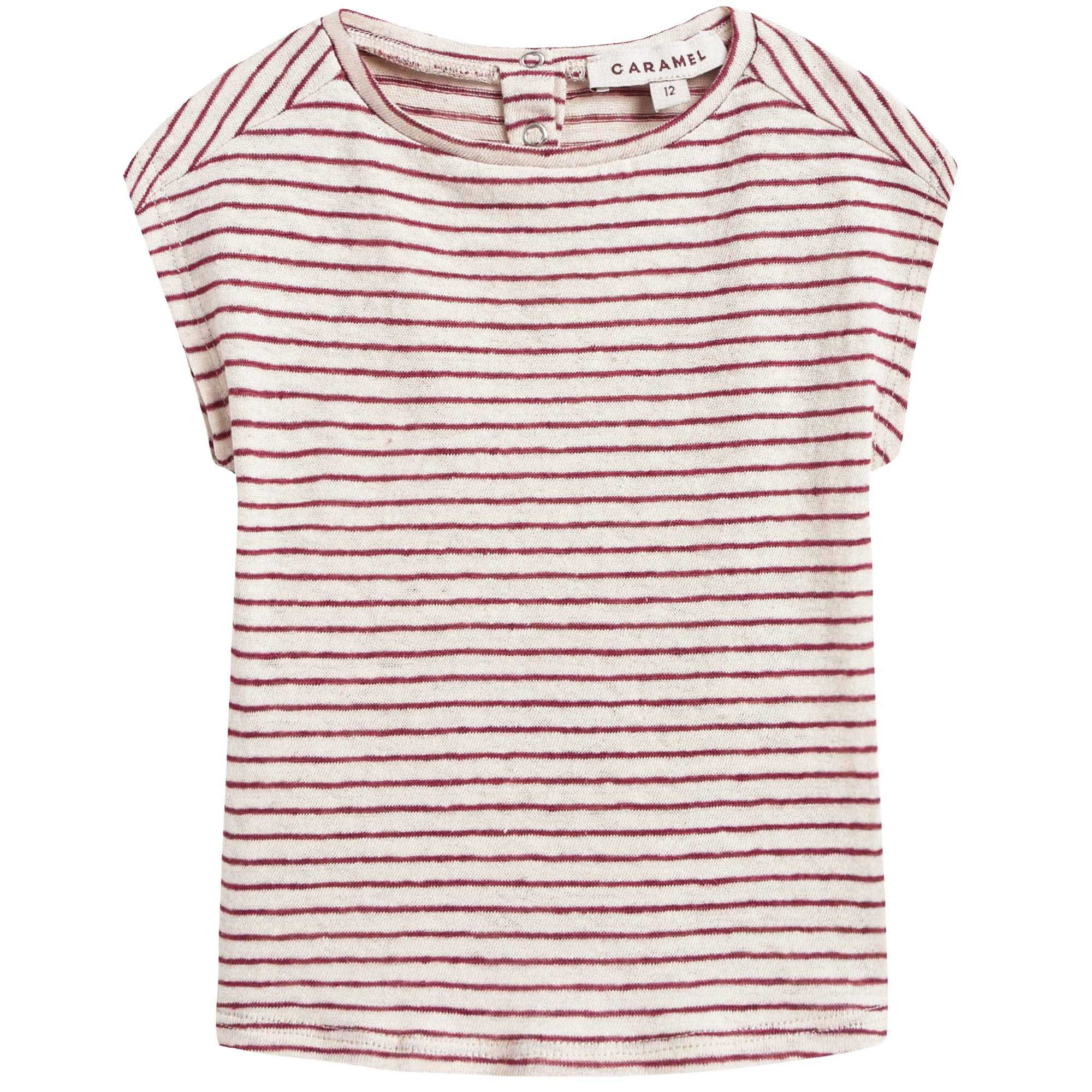 Baby Girls Dark Red Striped T-shirt