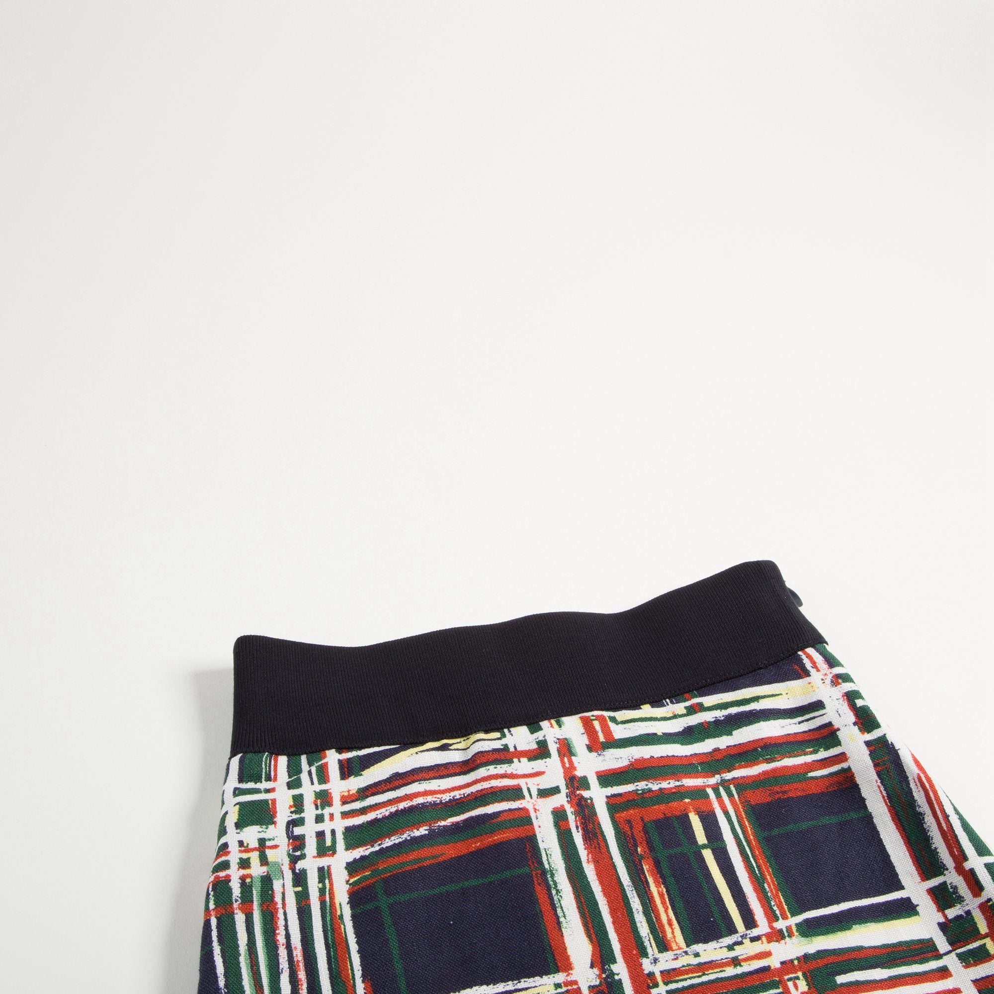 Girls Navy Blue Check Flax Skirt