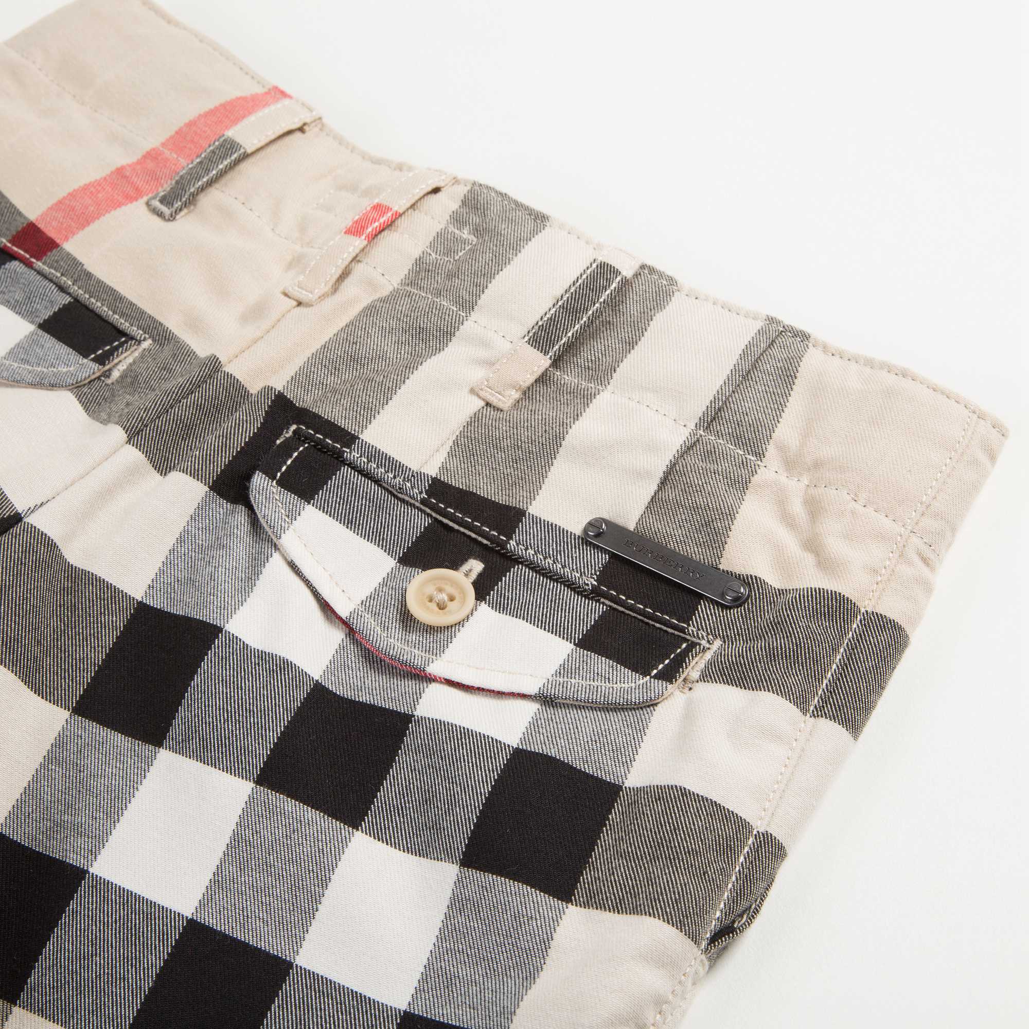 Boys  Beige Checked  Cotton  Shorts