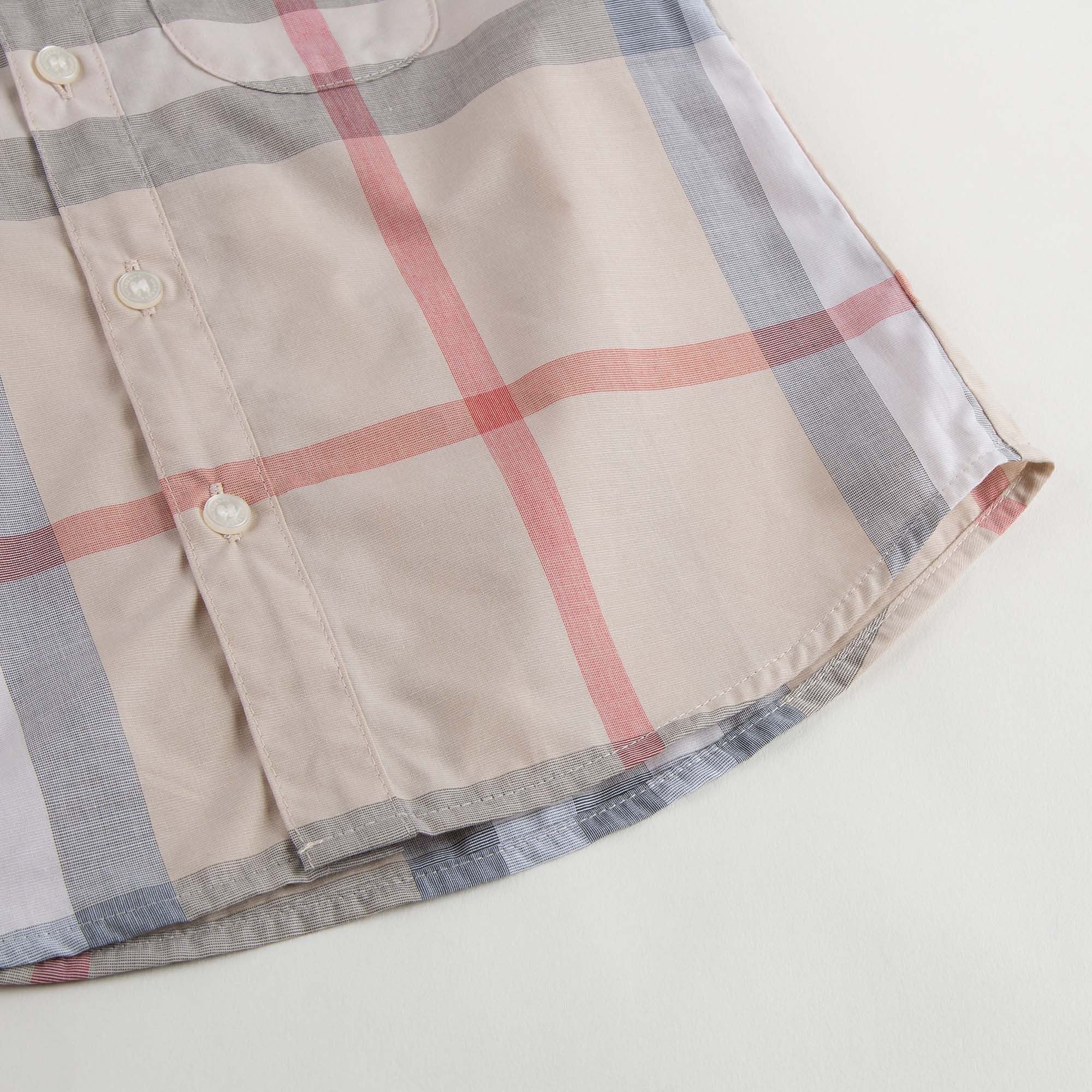 Baby Beige Check Cotton Shirt