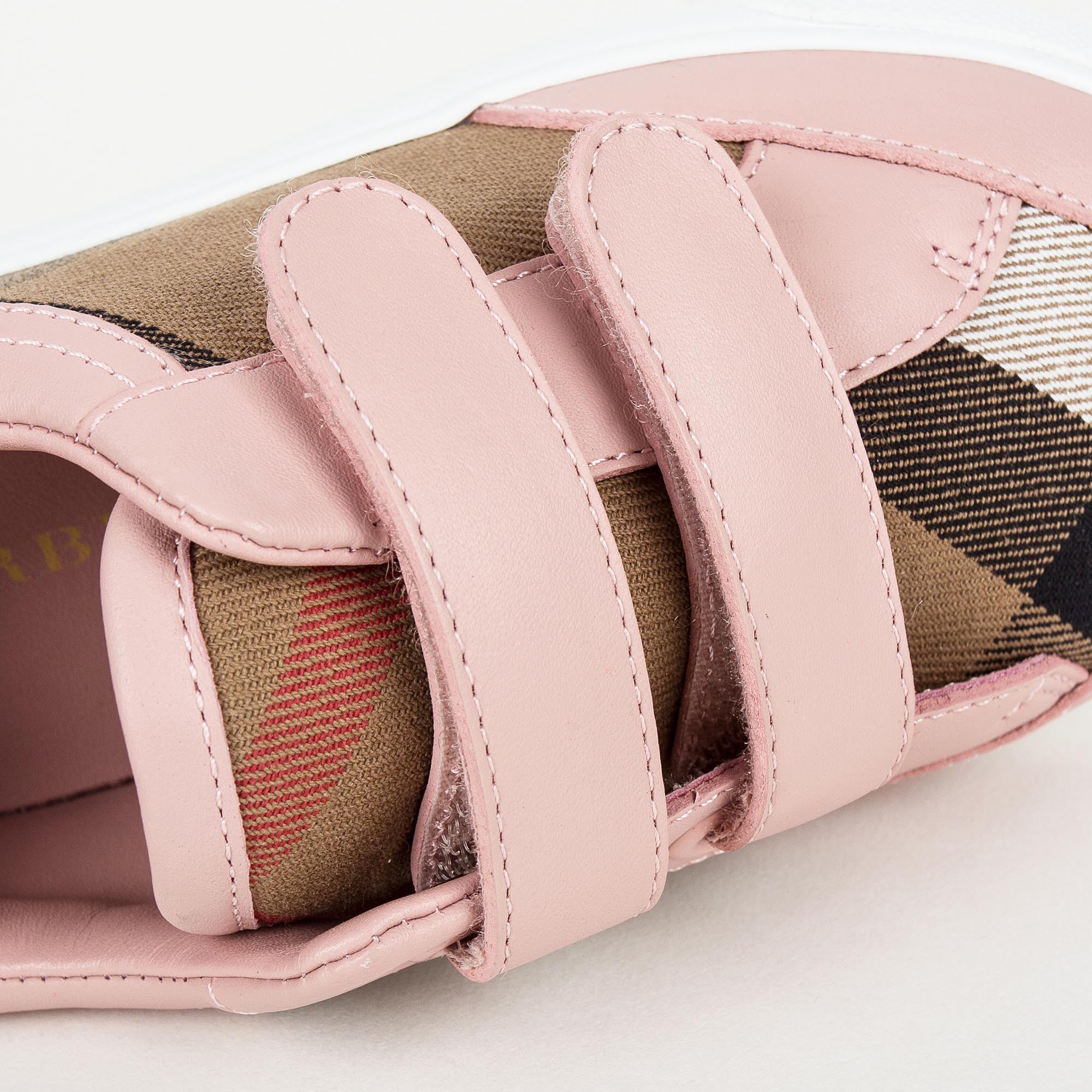 Girls Pink & Beige Check 'Mini Heacham' Trainers