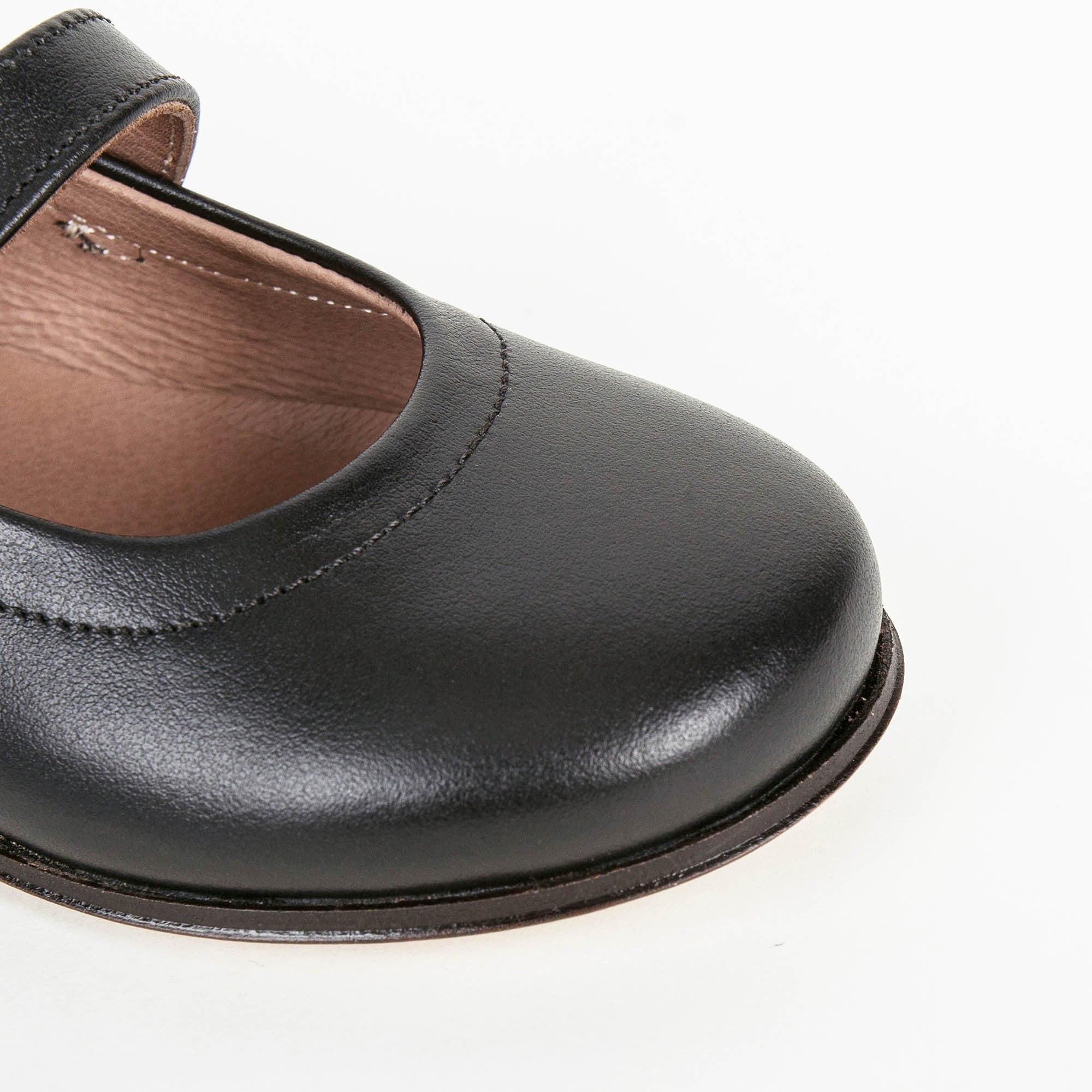 Girls Black Cowskin Leather Shoes
