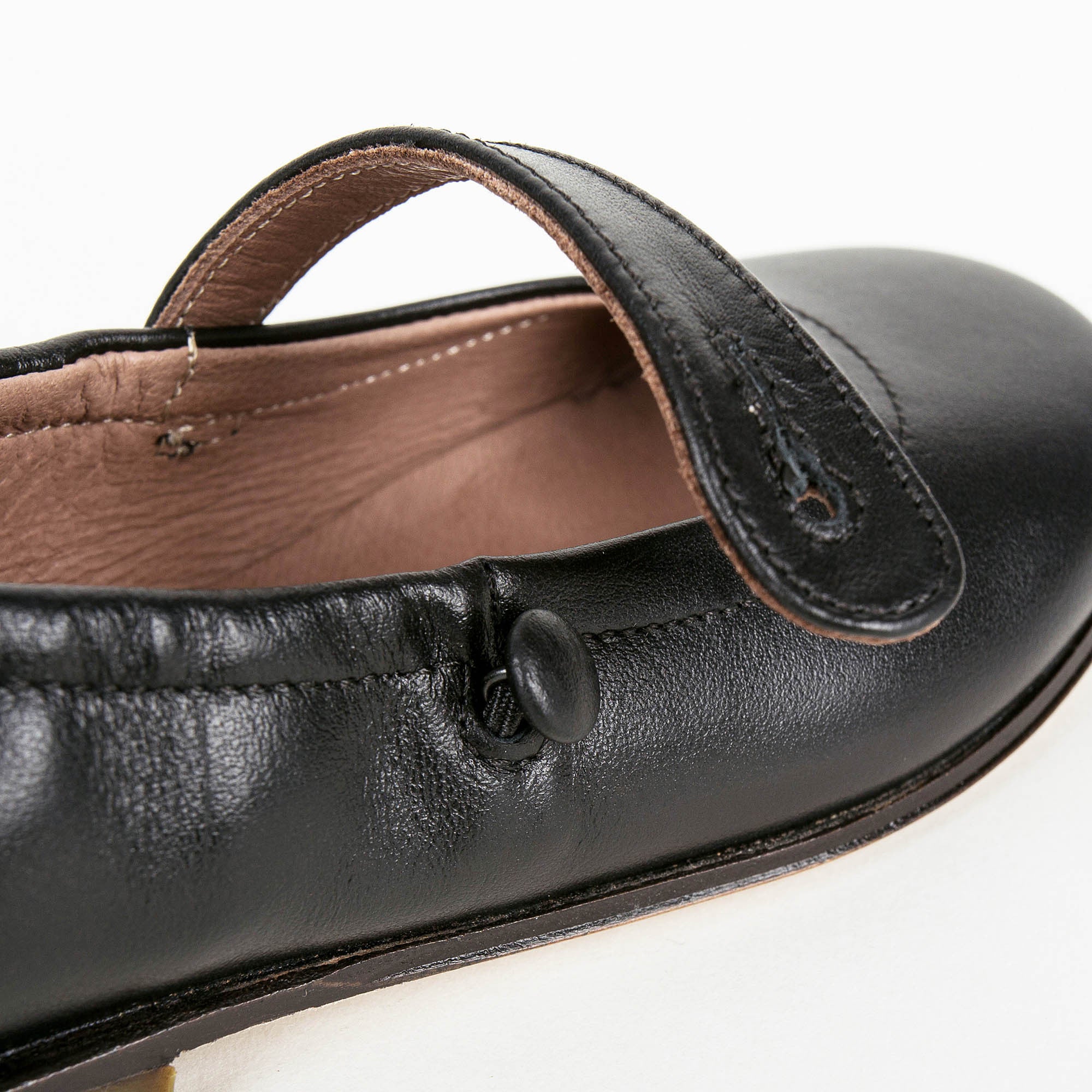 Girls Black Cowskin Leather Shoes