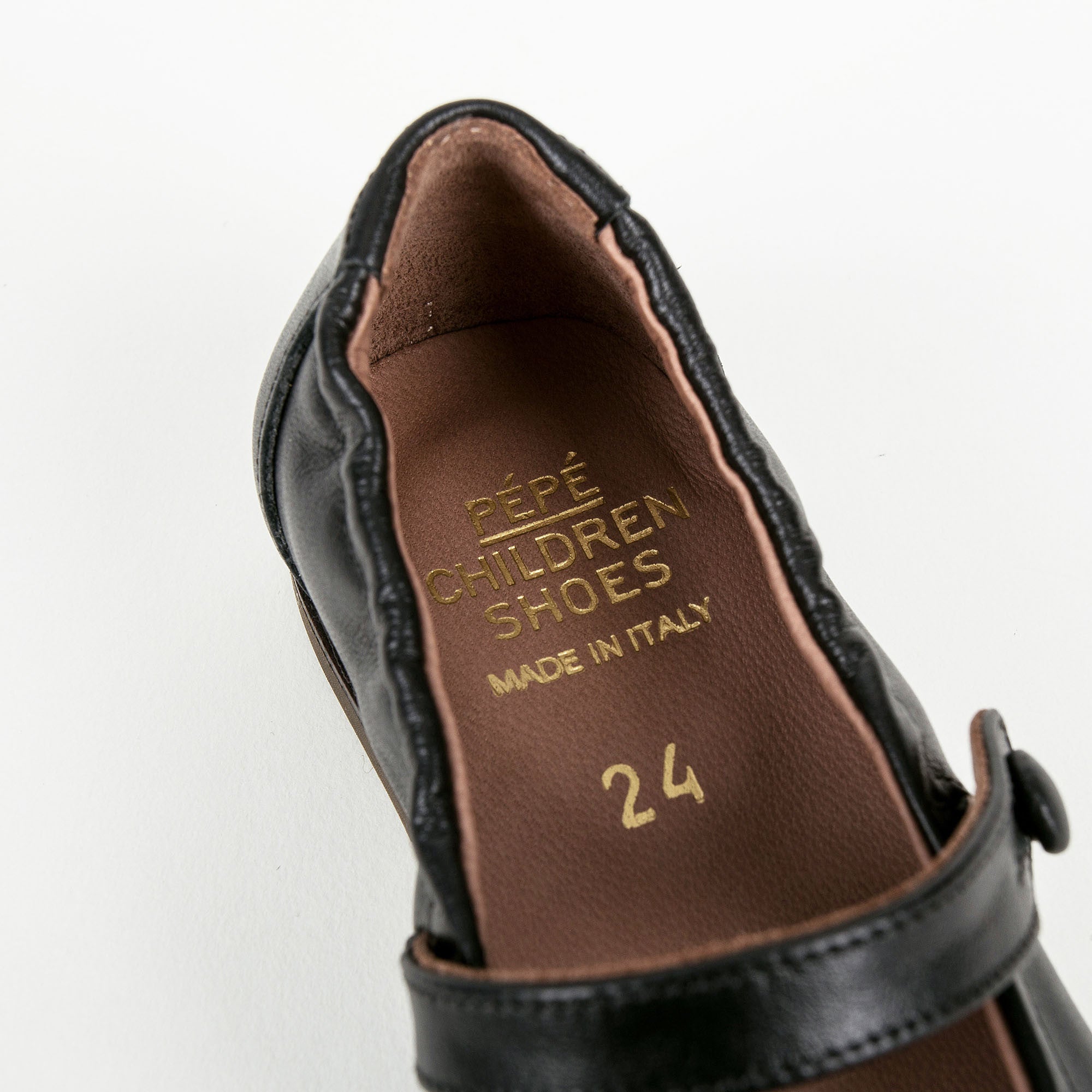 Girls Black Cowskin Leather Shoes