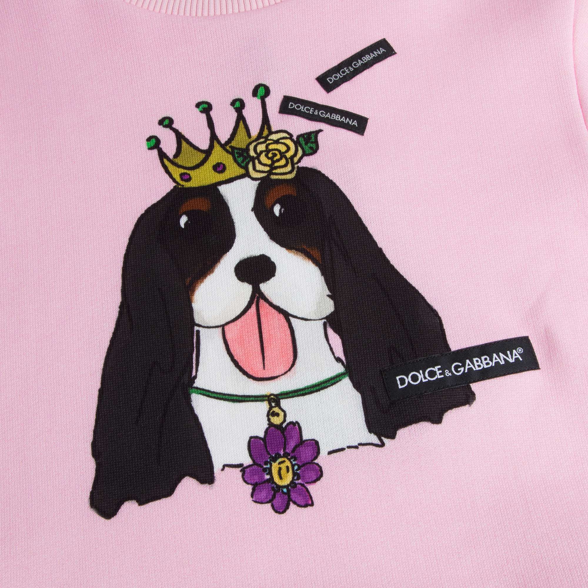 Girls  Pink   Dog  Face   Cotton   Sweatshirt