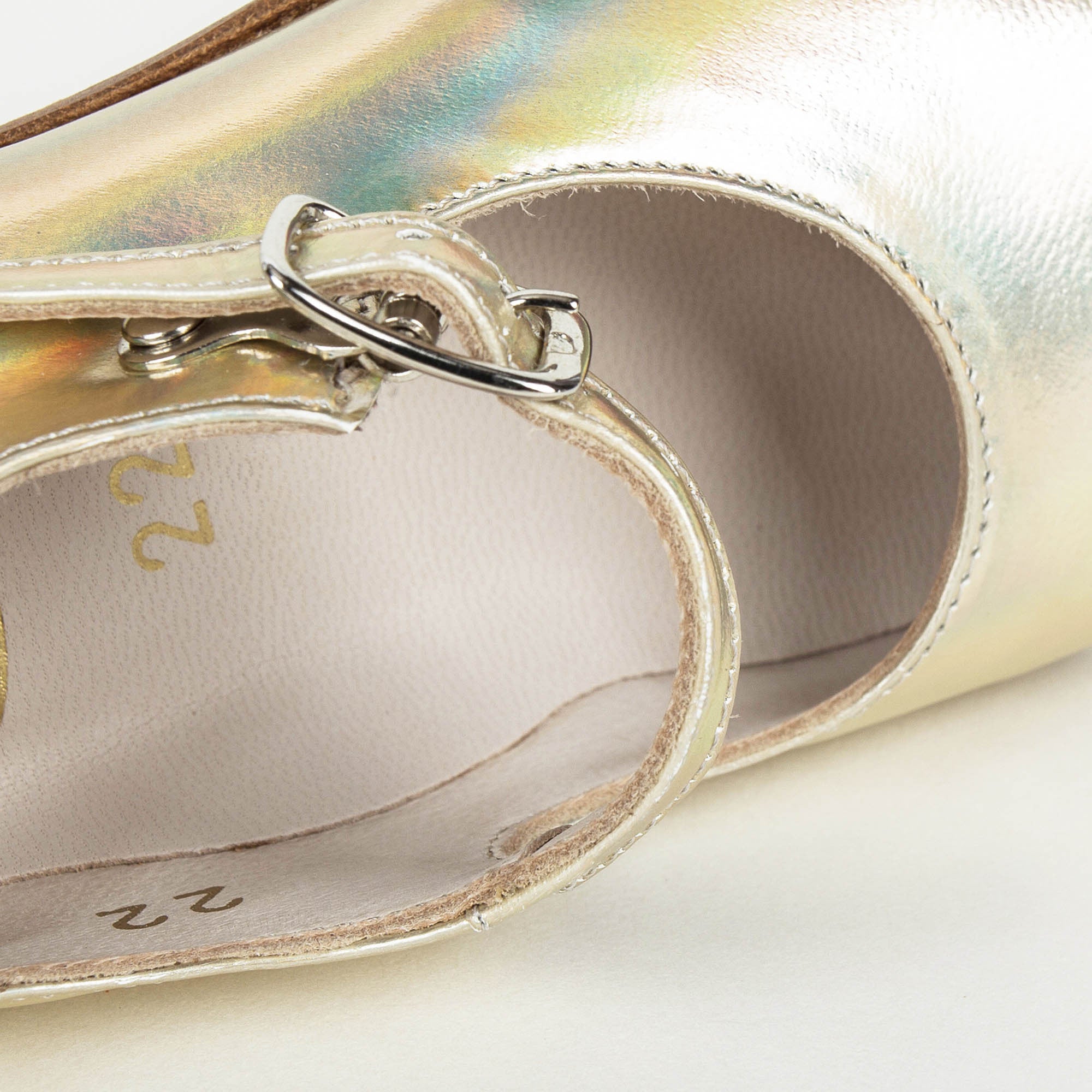 Girls Gold Cowskin Leather Shoes