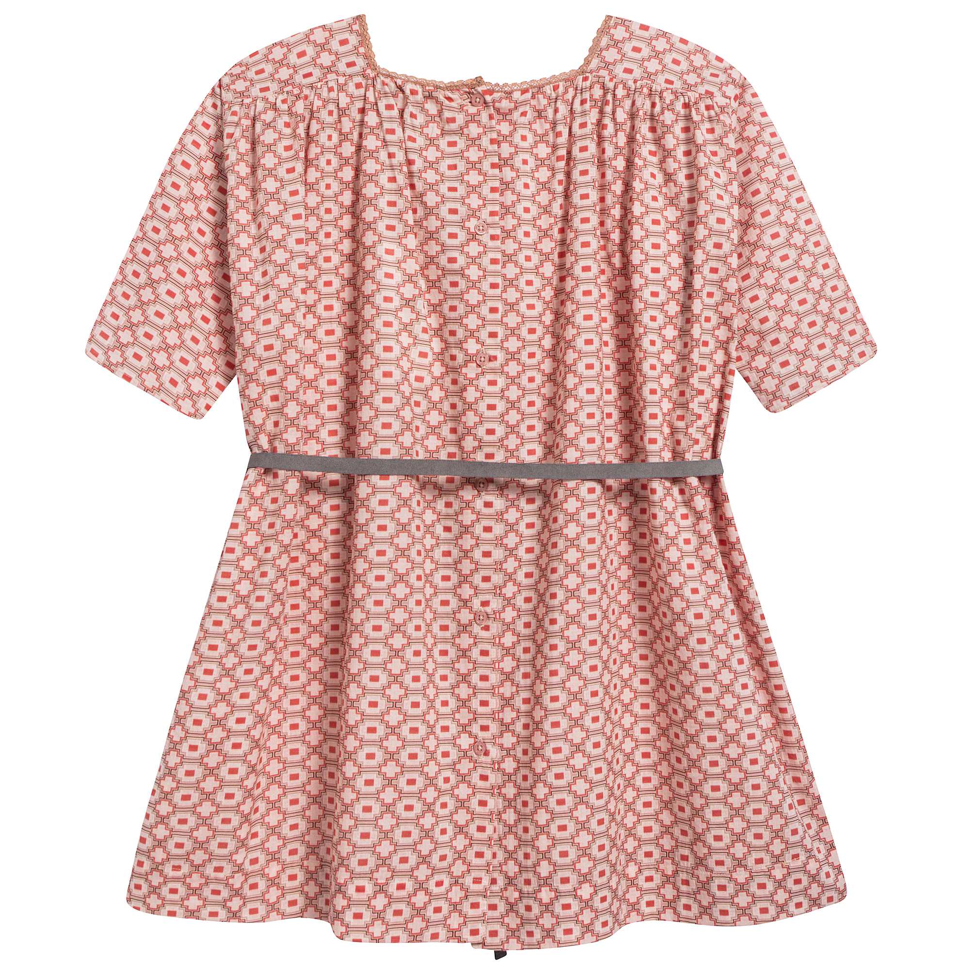 Girls Kaleido Red Cotton Woven Dress