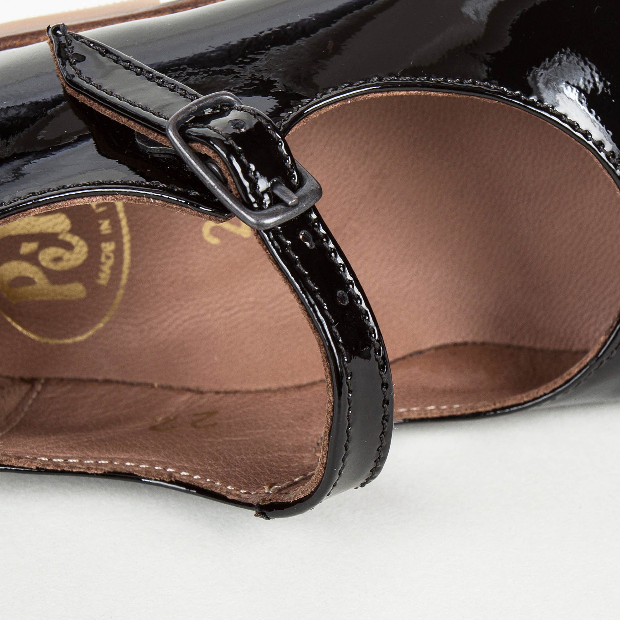 Girls Black Lambskin Leather Shoes