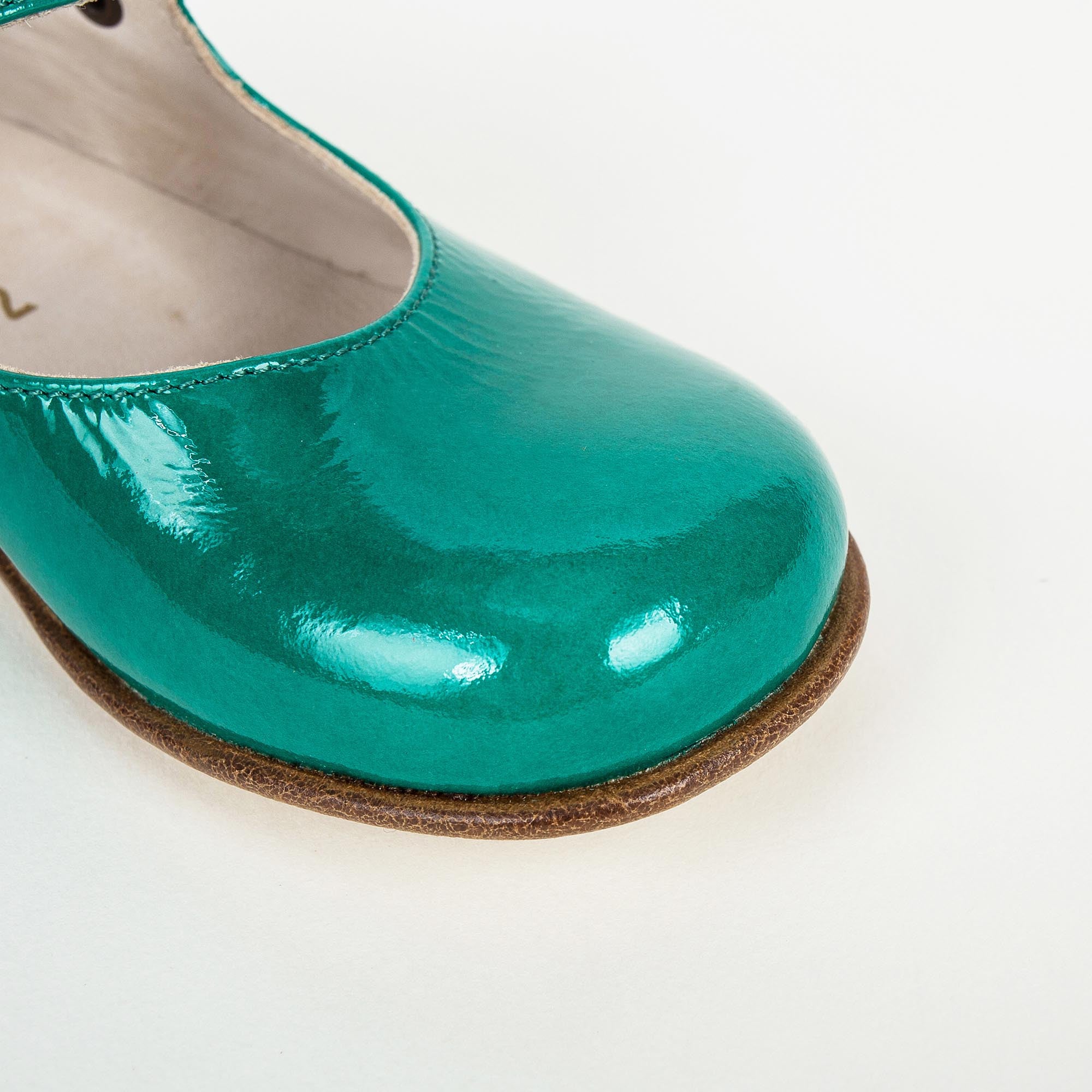 Girls Green Lambskin Leather Shoes