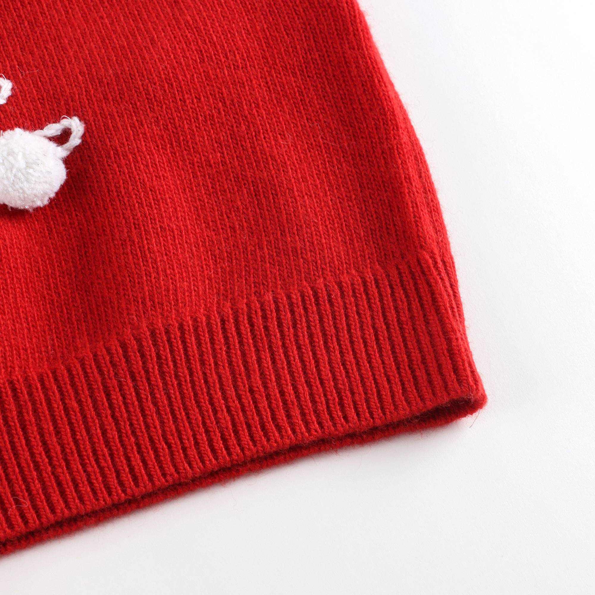 Girls Red Pom Wool Sweater