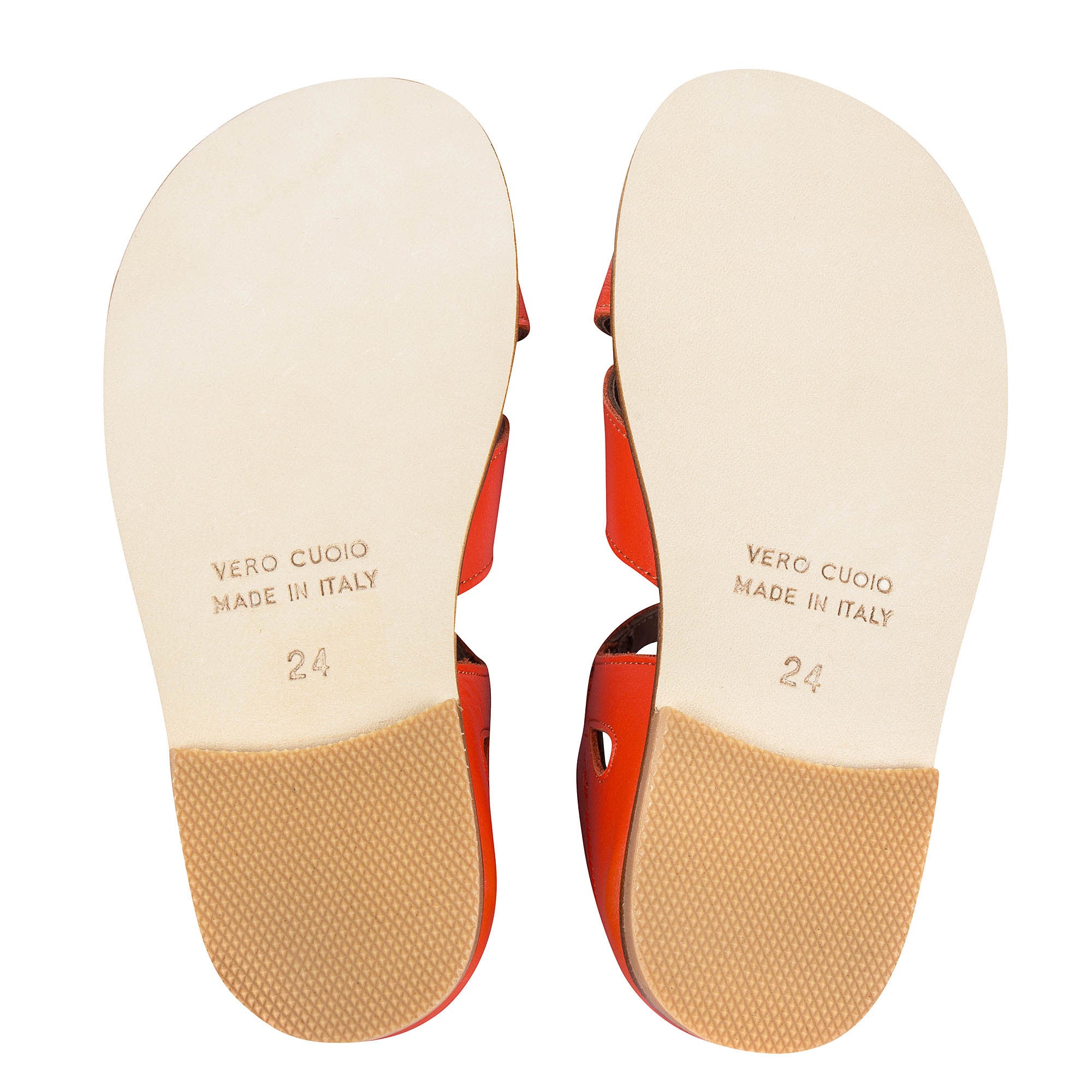Girls Orange Cowskin Leather Sandals