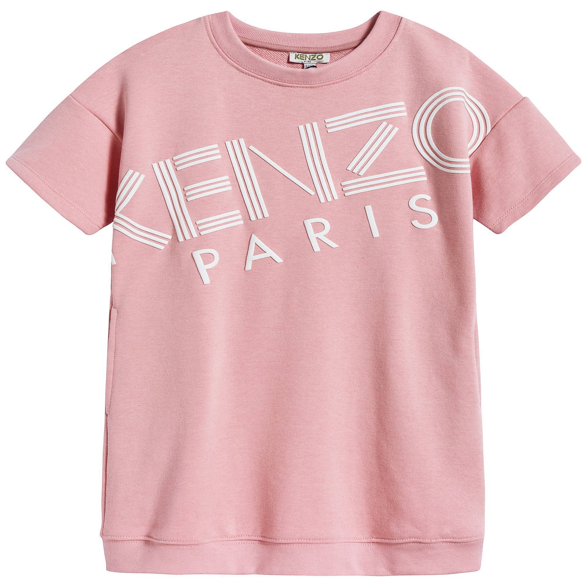 Girls Middle Pink Logo Cotton Dress