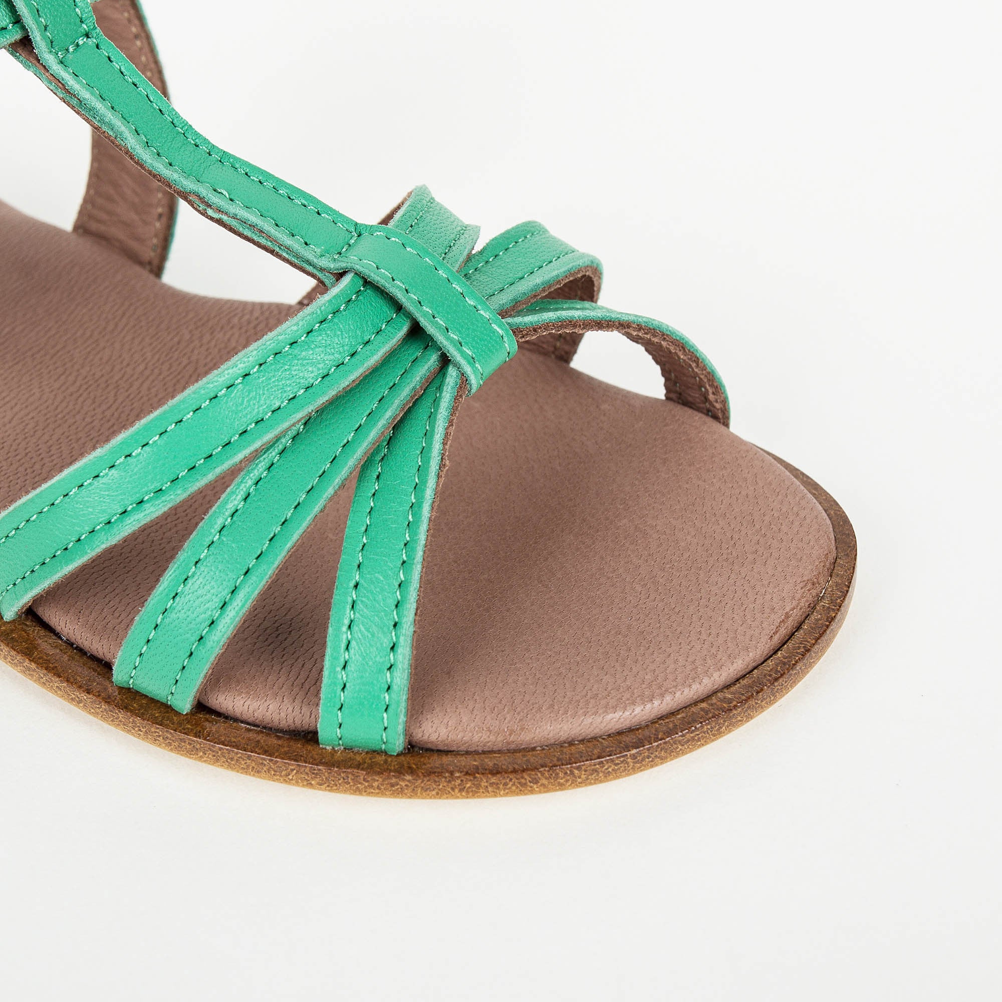 Girls Green Cowskin Leather Sandals
