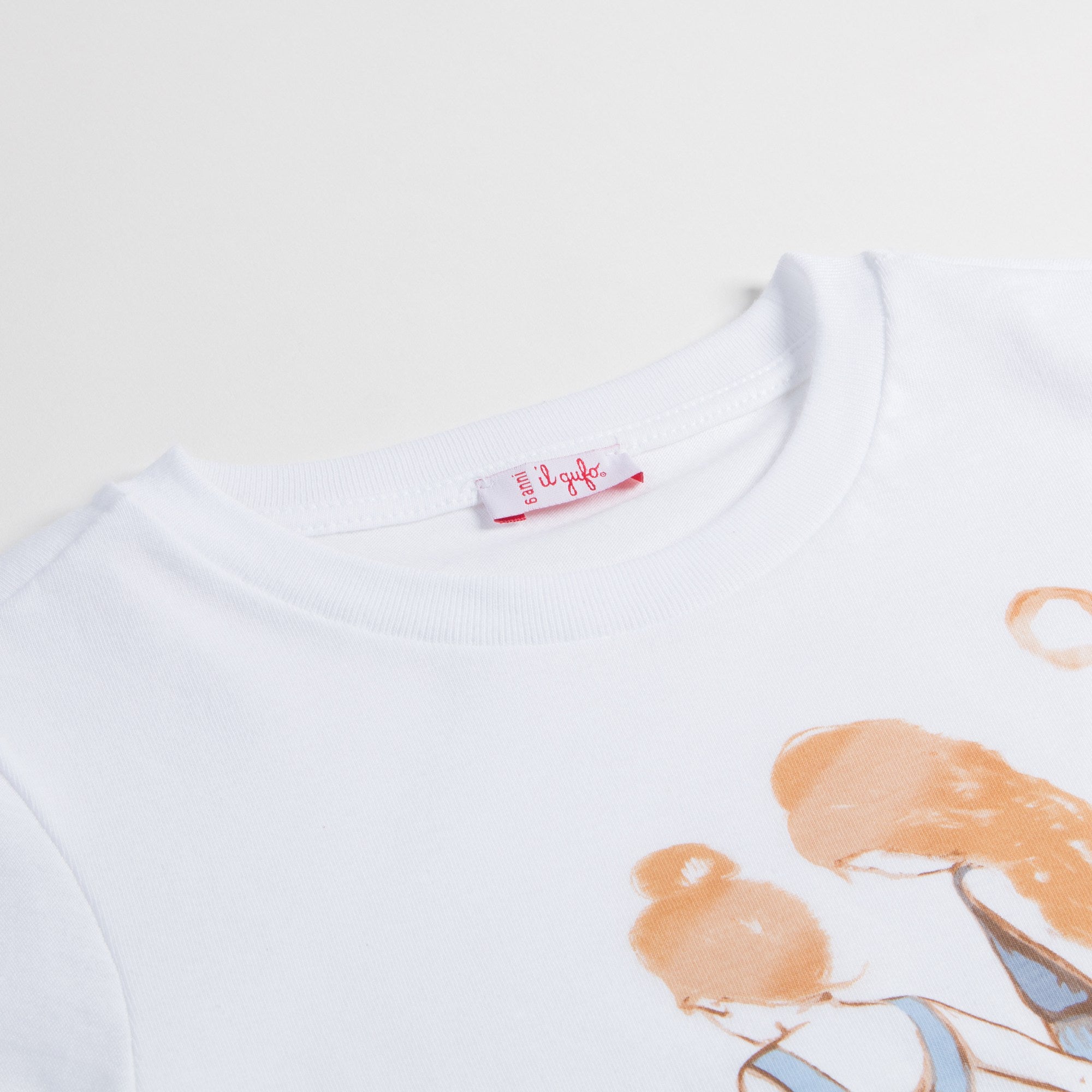 Girls White "Denim Blue Girls" Cotton T-shirt