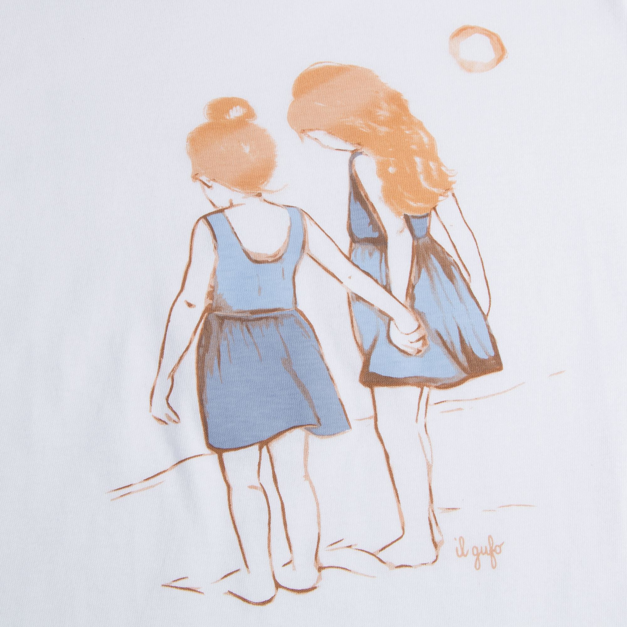 Girls White "Denim Blue Girls" Cotton T-shirt