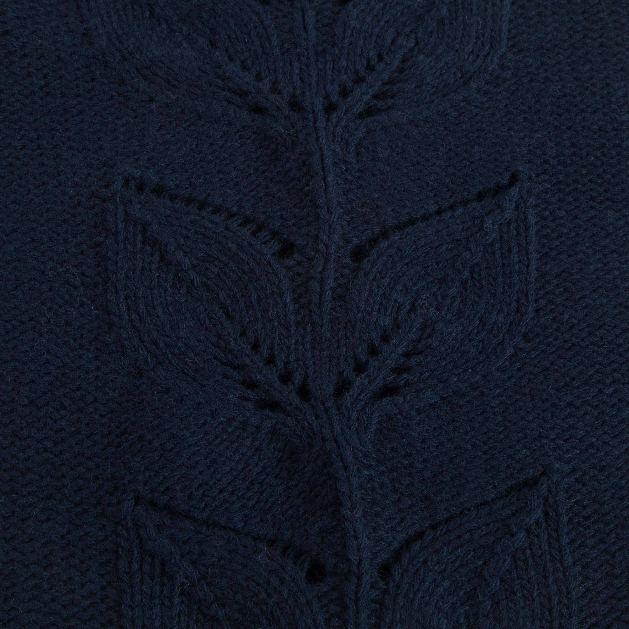 Girls Navy Blue Wool Sweater Leaves Hollow