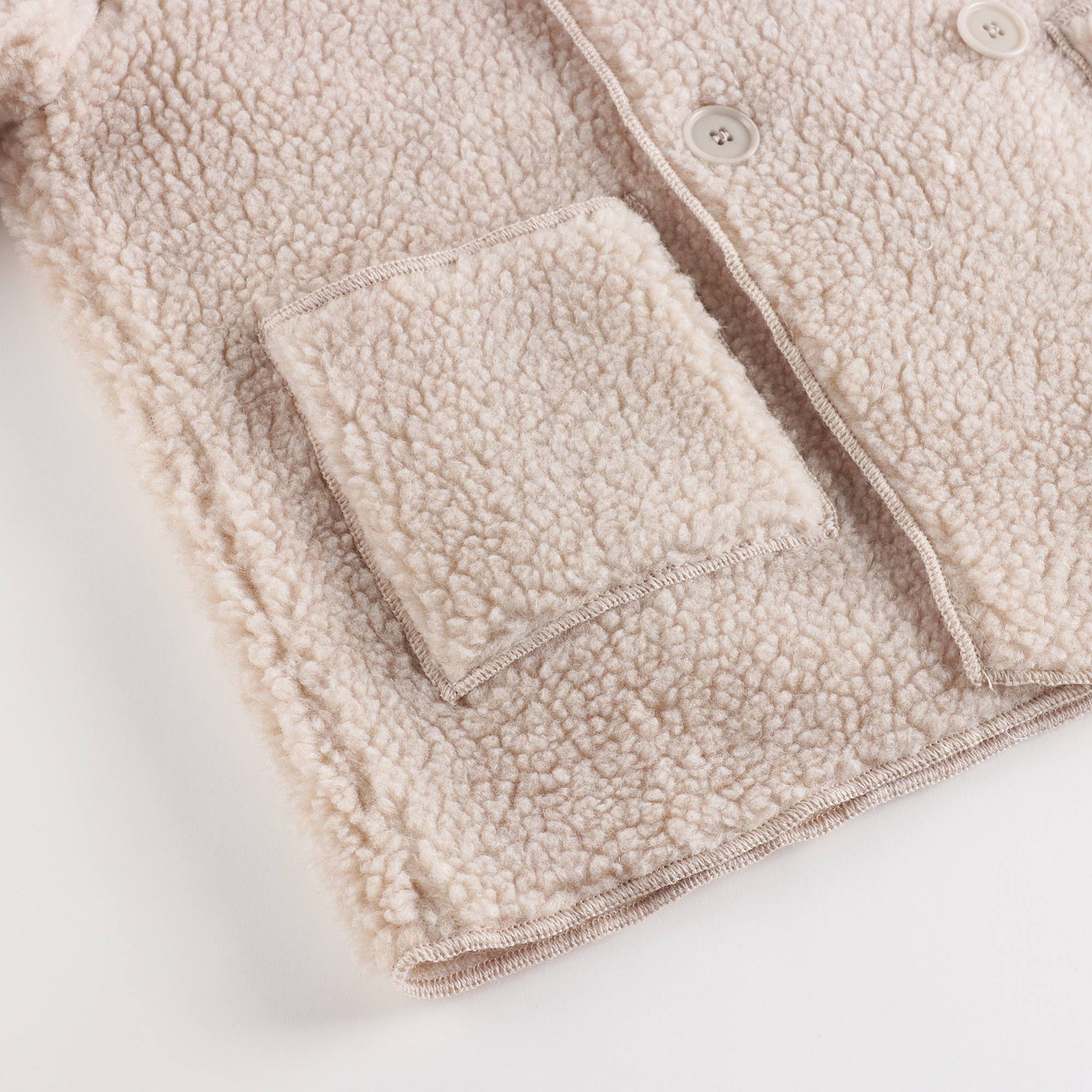 Baby Girls Beige Fleece Coat