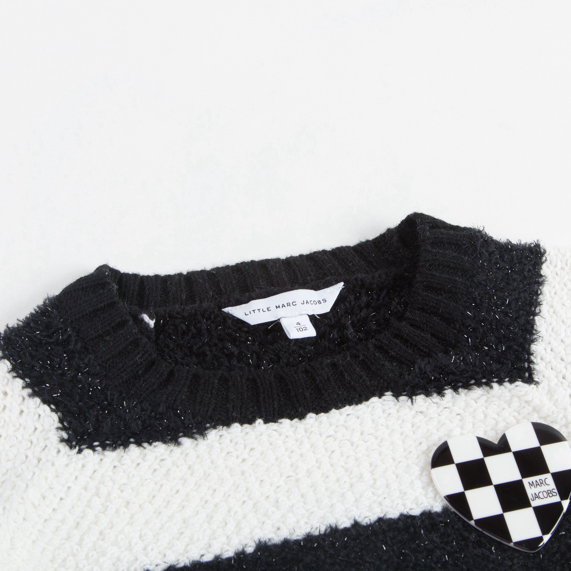 Girls Black & White Striped Sweater