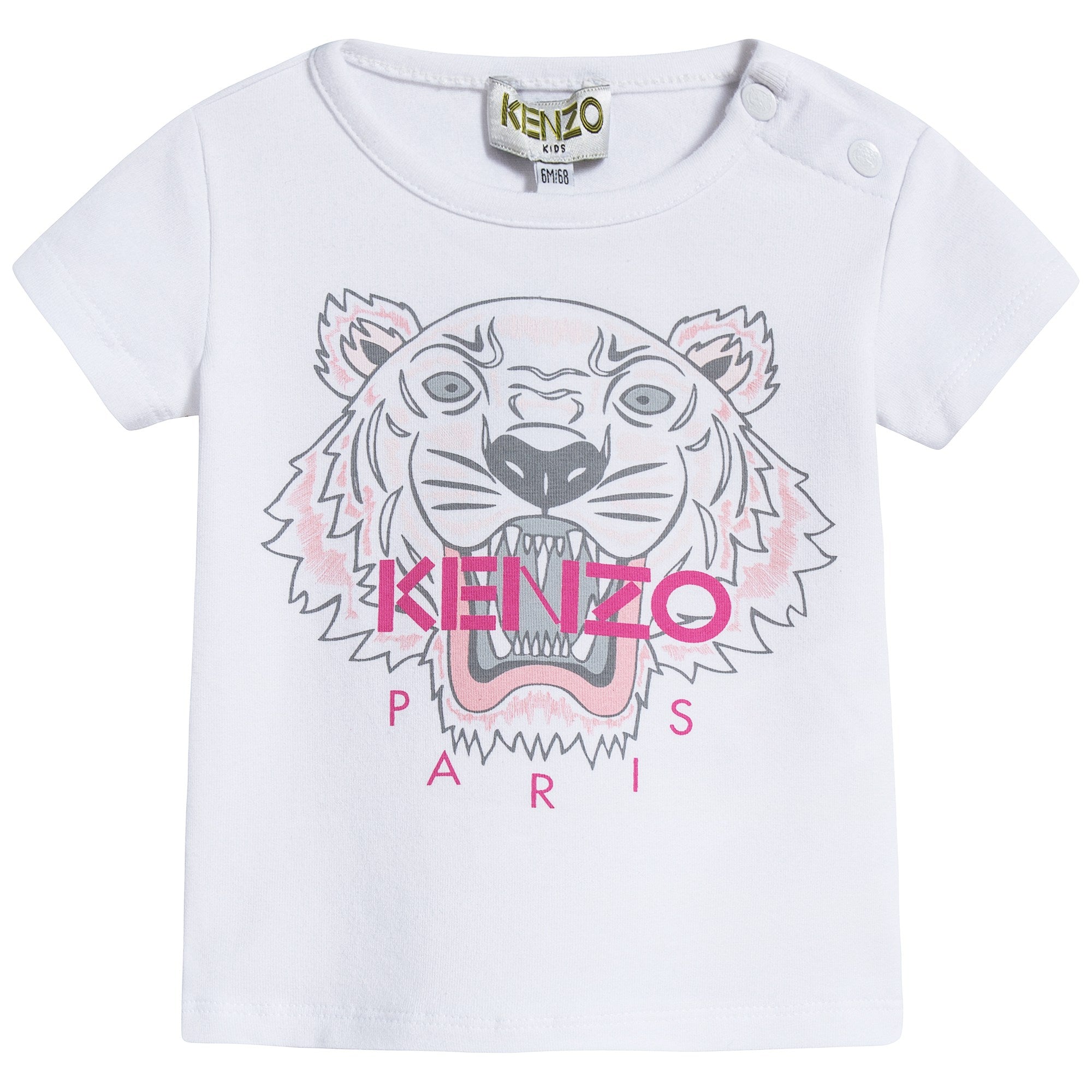 Baby Girls White Tiger Cotton T-shirt