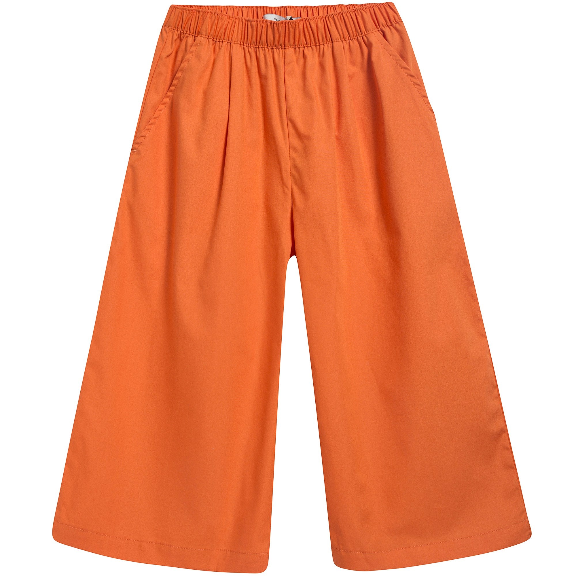 Girls Brick Cotton Solid Pleats Pant