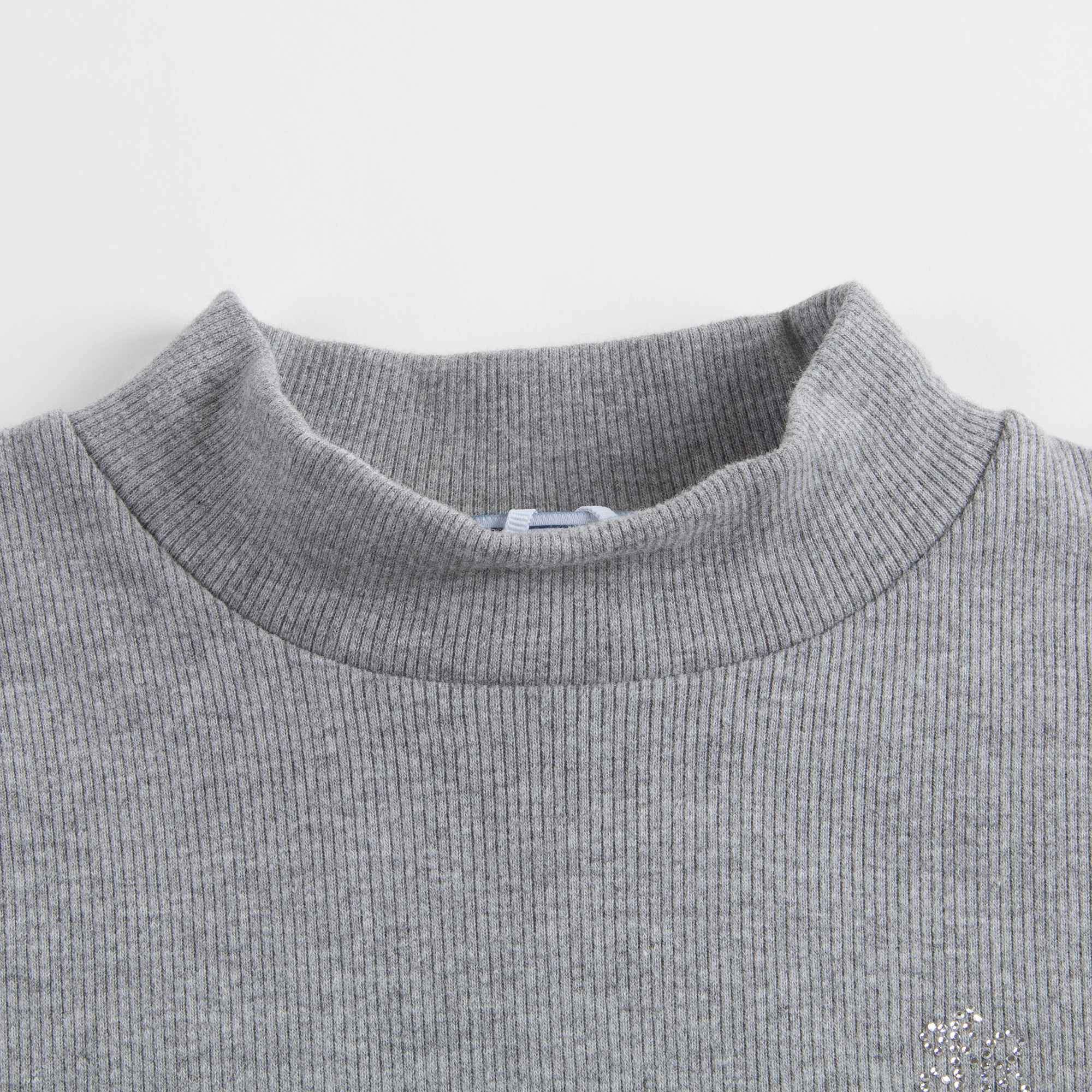 Girls Chine Grey Cotton Pullover