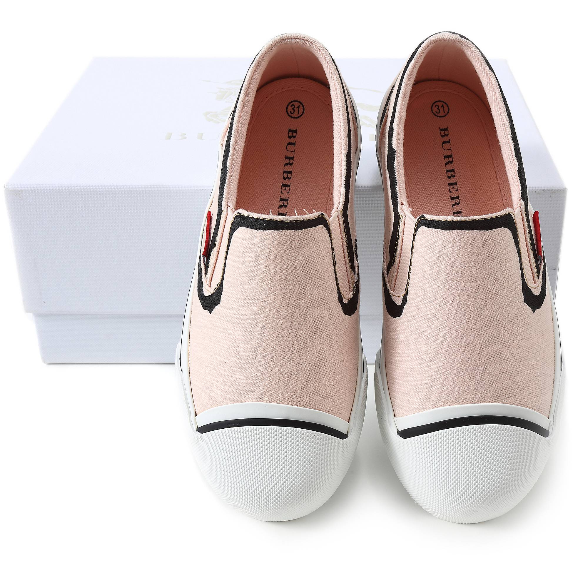 Girls Pale Rose Pink Cotton Trainers