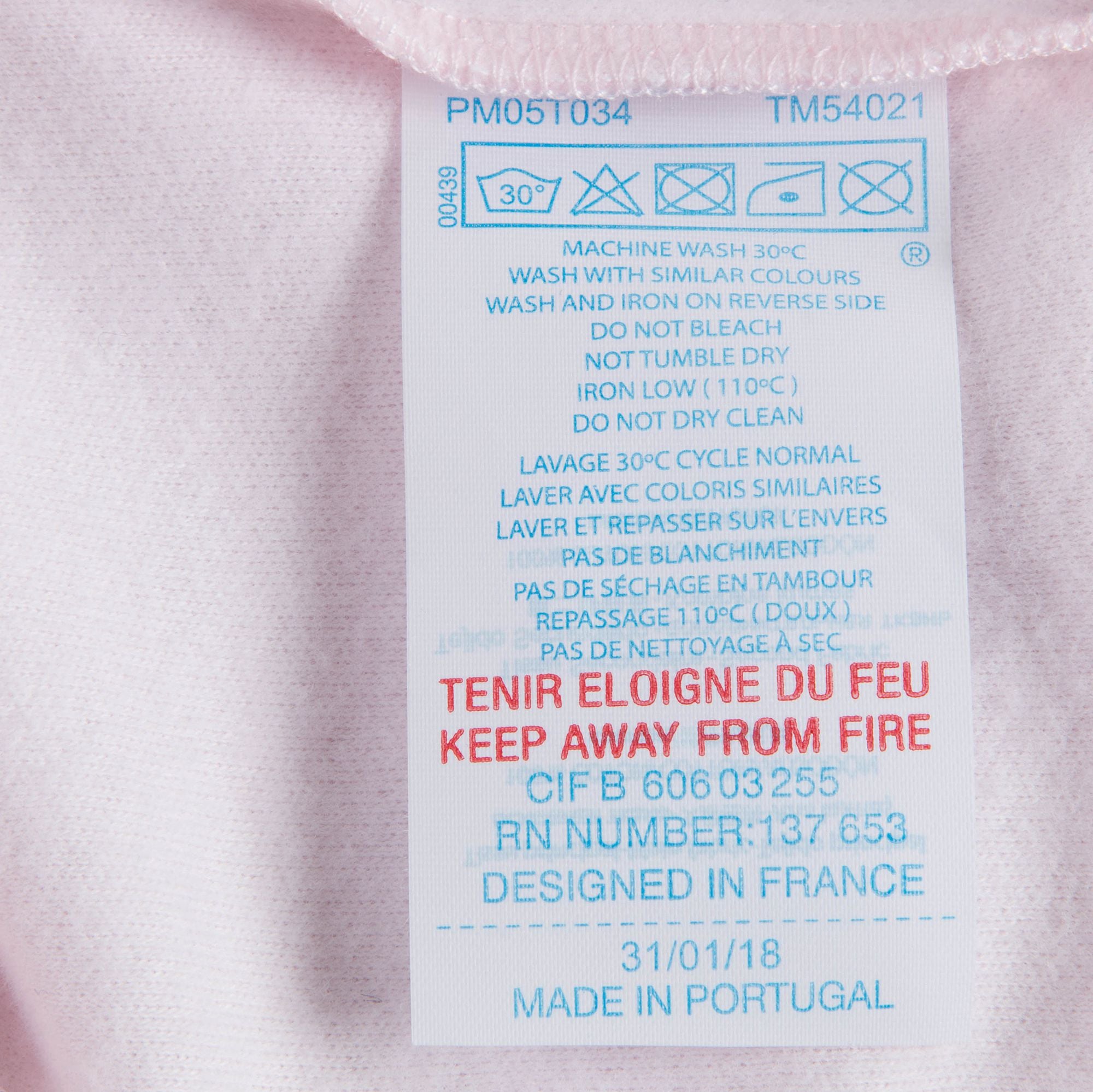Baby Girls Rose Pale Cotton Babysuit