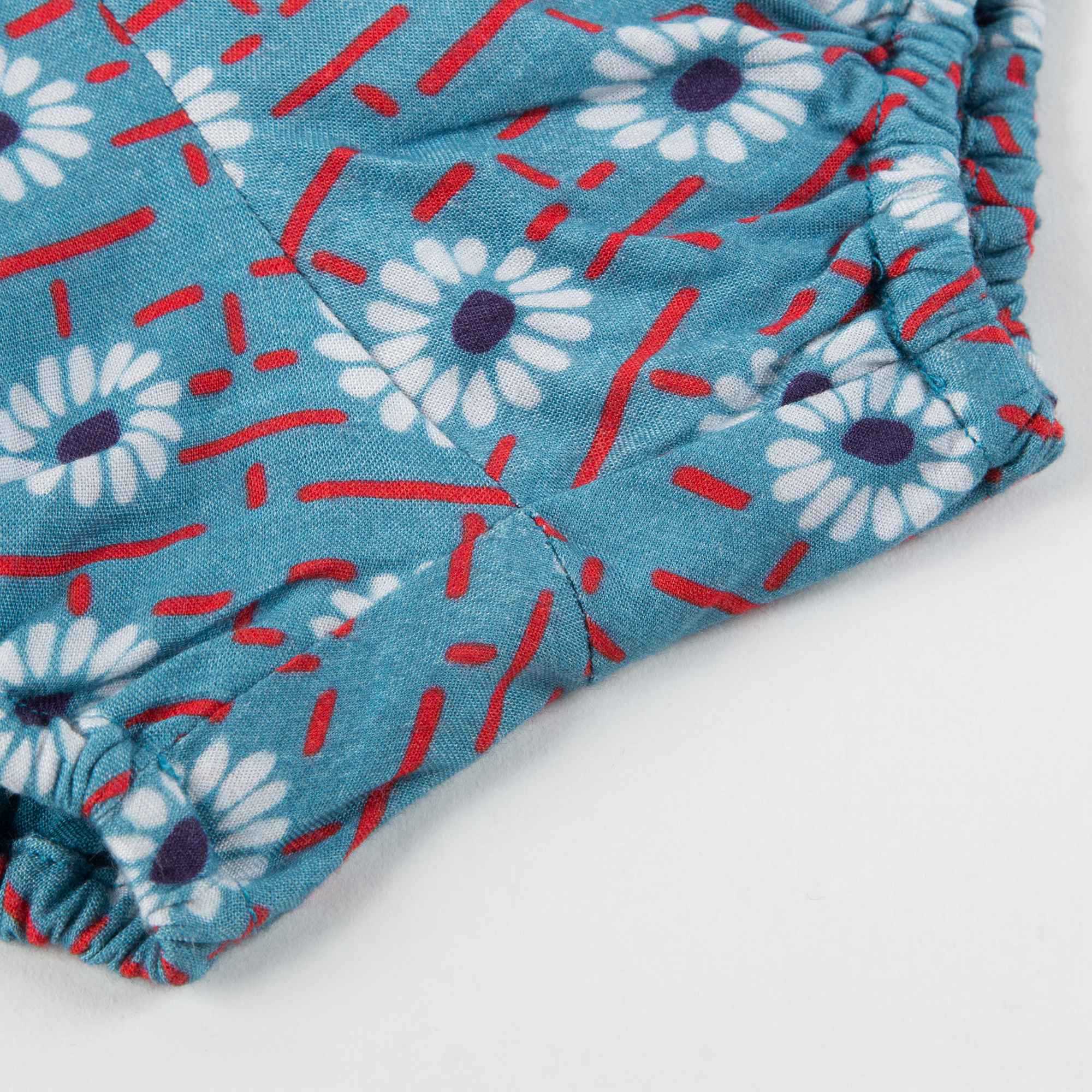 Baby Girls Blue Daisy Printed Shorts