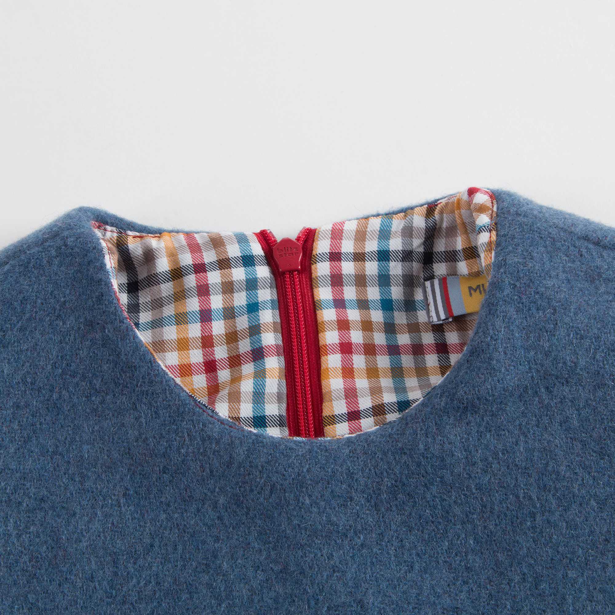 Girls Blue & Red Wool Dress
