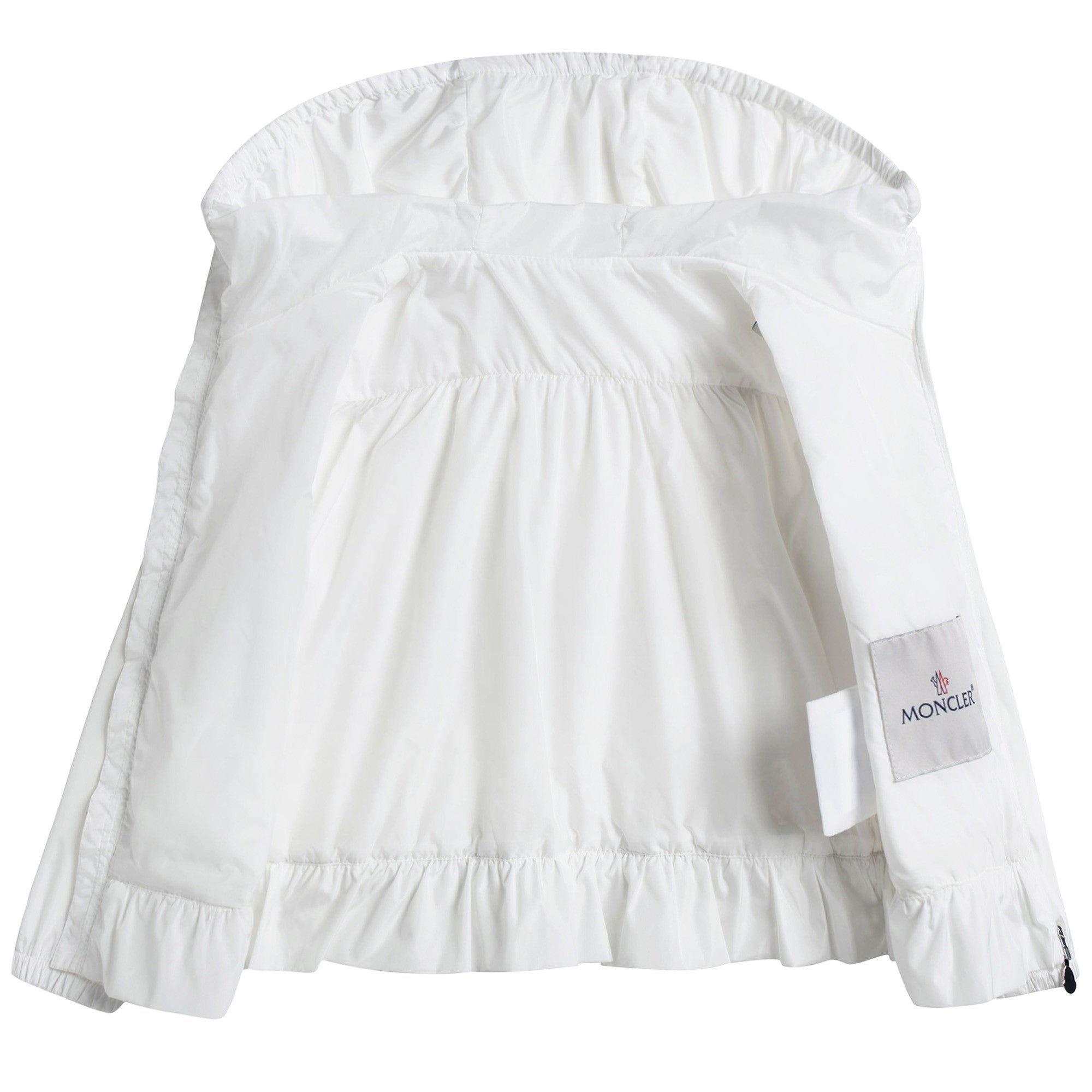 Girls White Windbreaker Jacket With Flounces