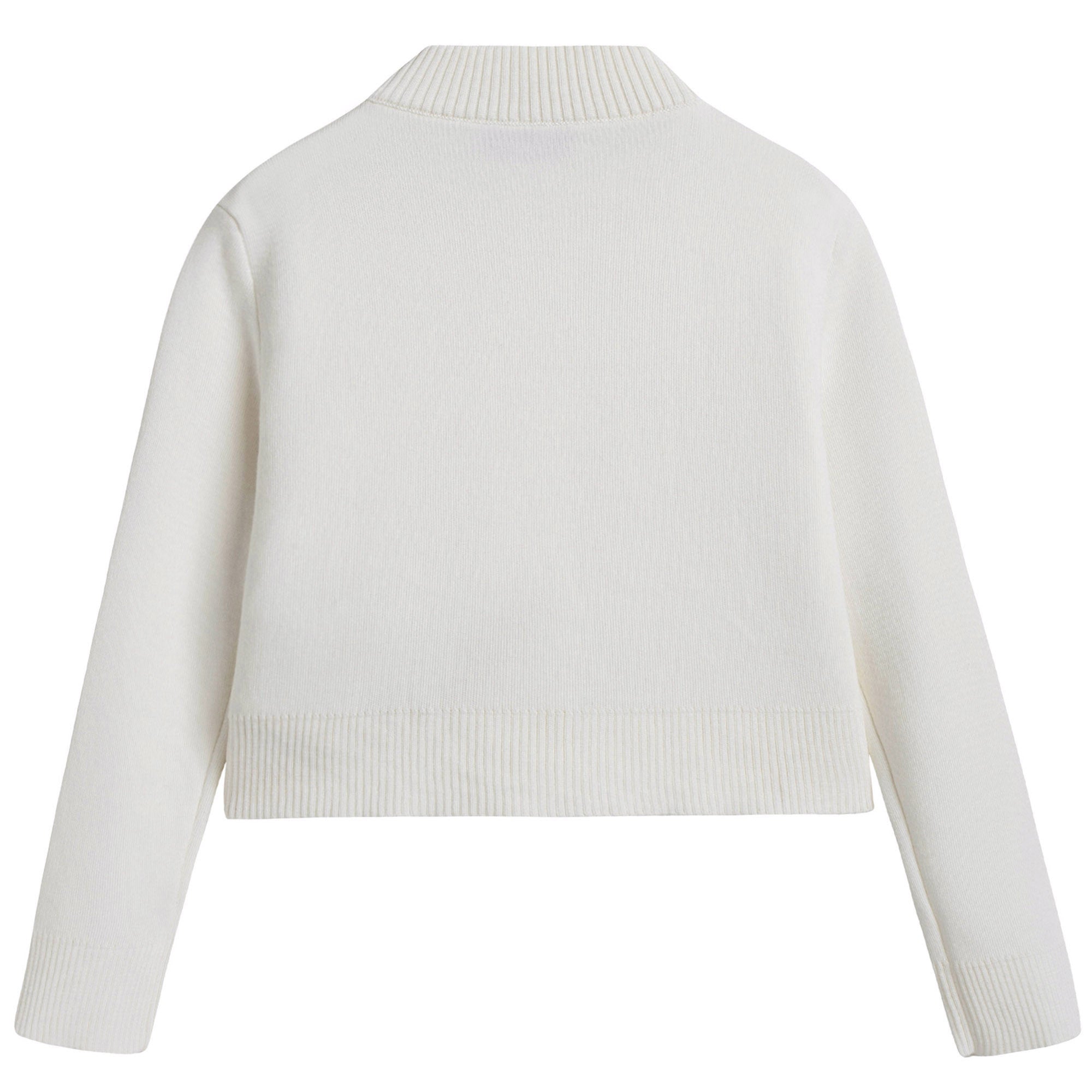 Girls White Cardigan With Knitted Sleeves