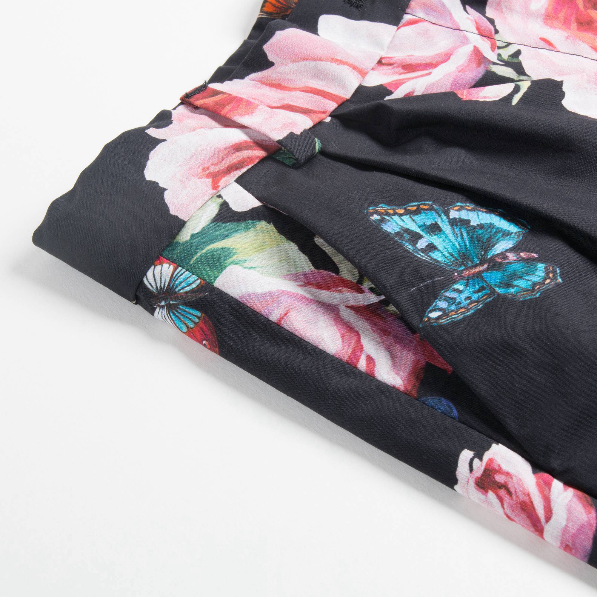 Girls Black Rose Cotton Shorts