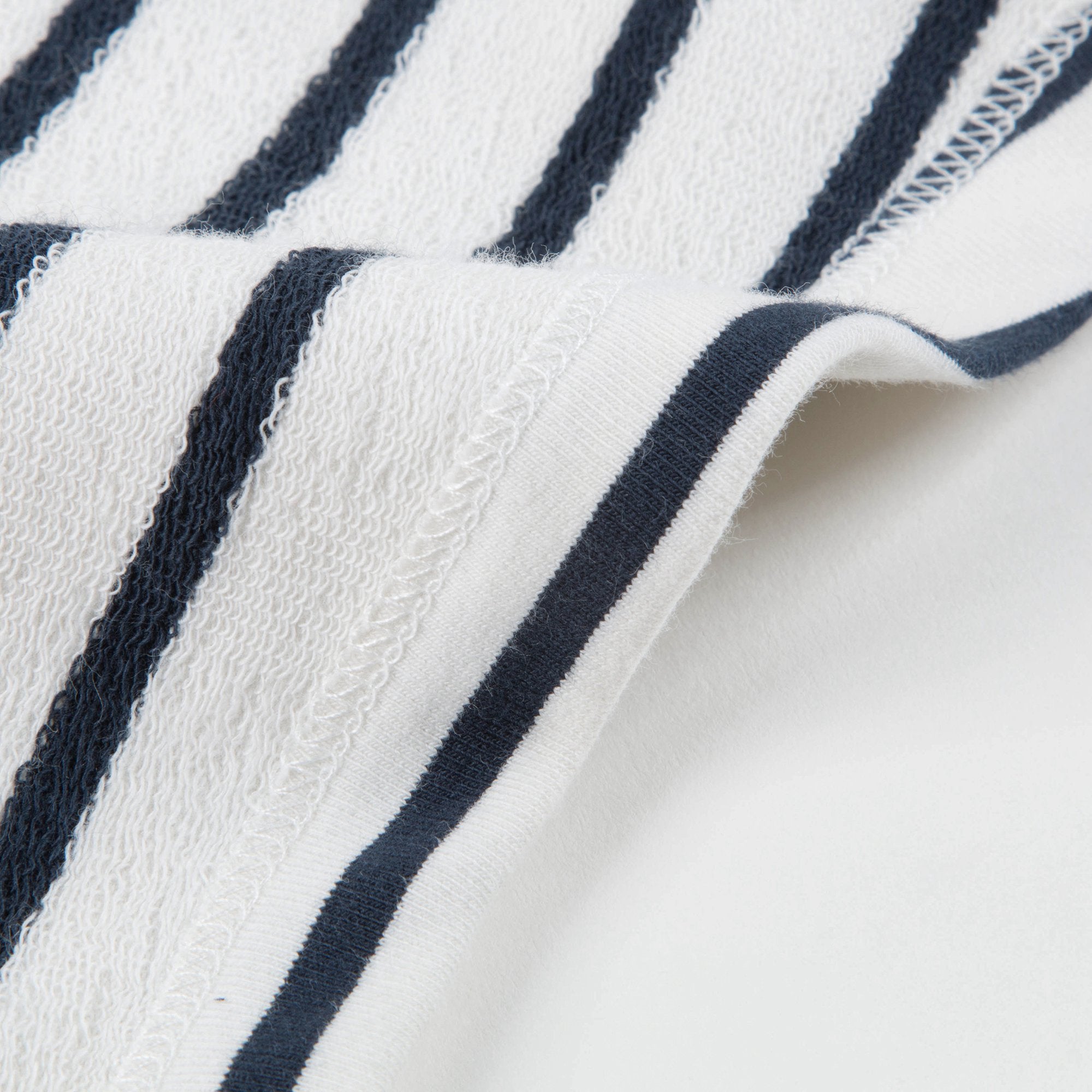 Girls Off White & Navy Small Stripes Shorts