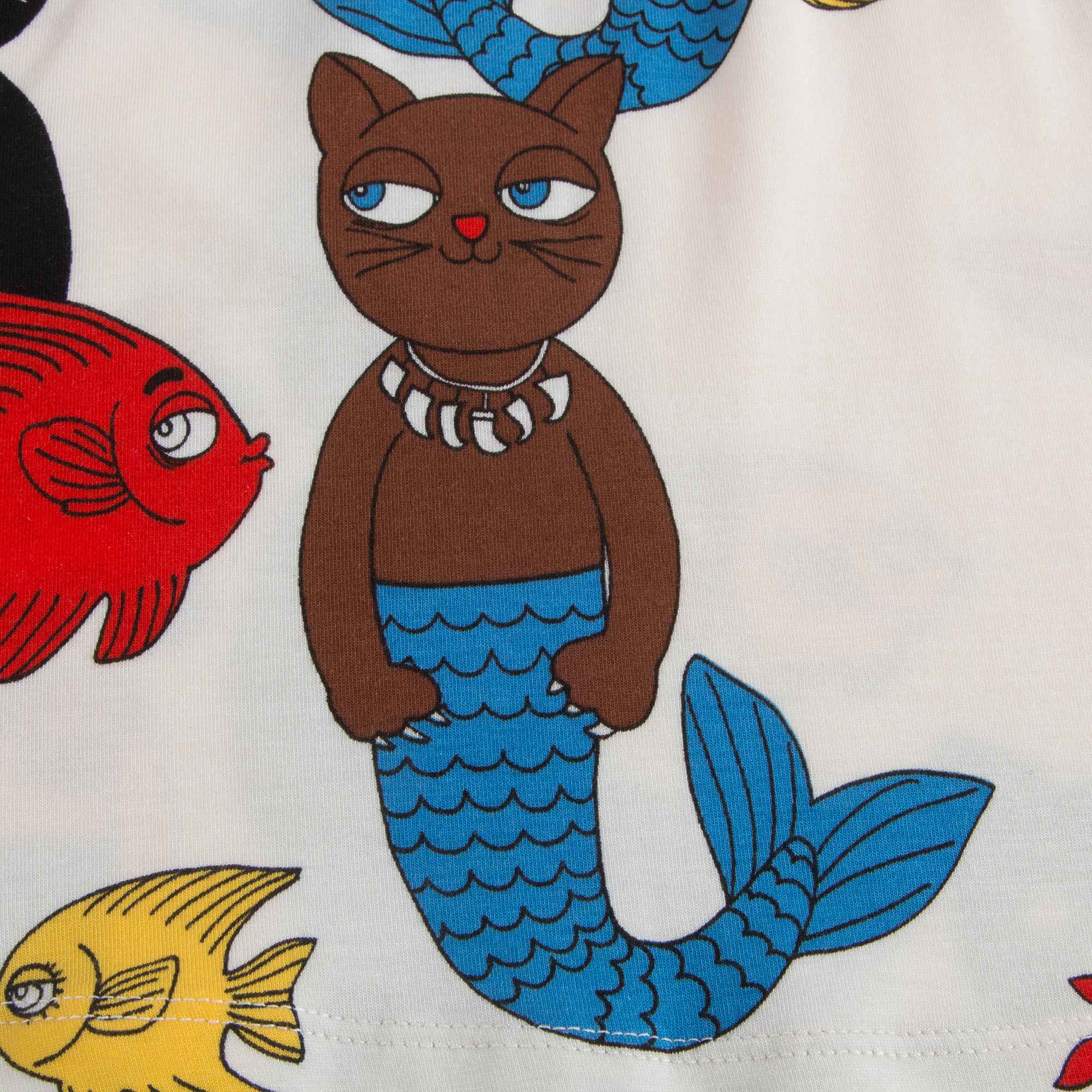 Girls Off White Cat Mermaid Dress