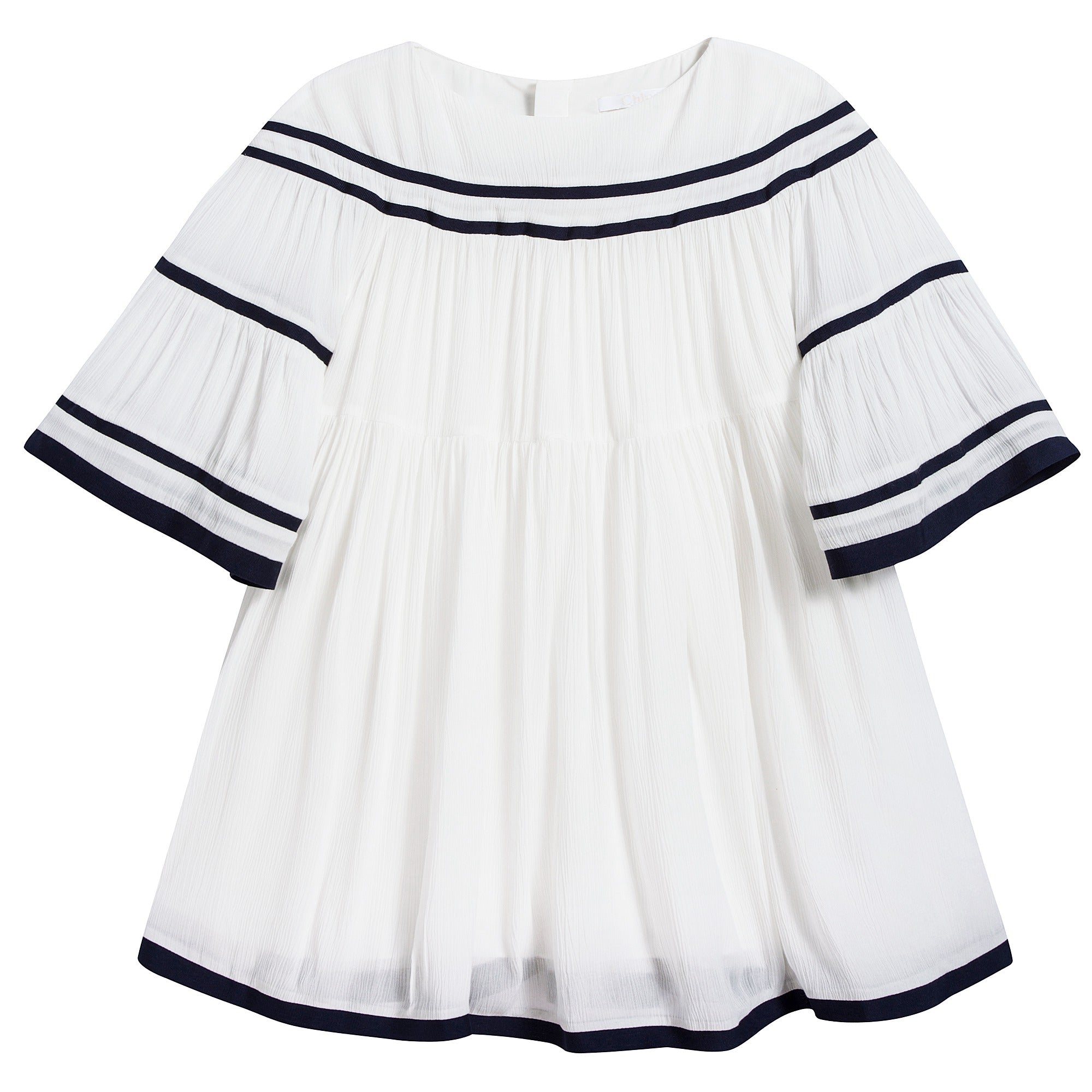 Girls Off White Viscose Dress