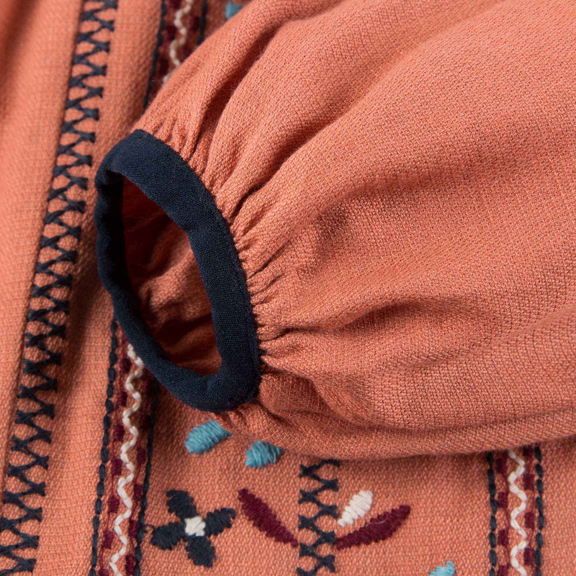 Girls Orange Embroidered Dress