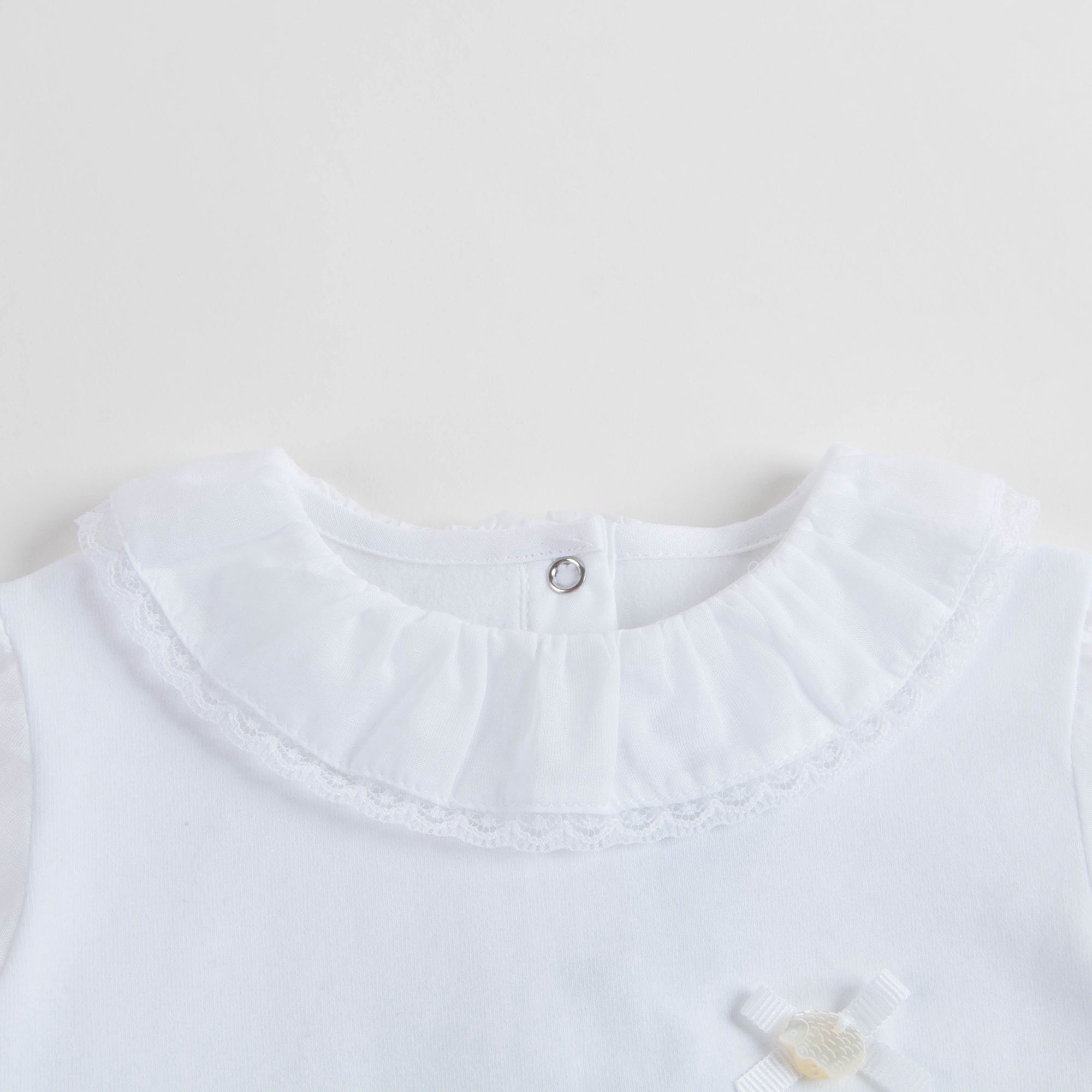 Baby Girls White Cotton Babysuit