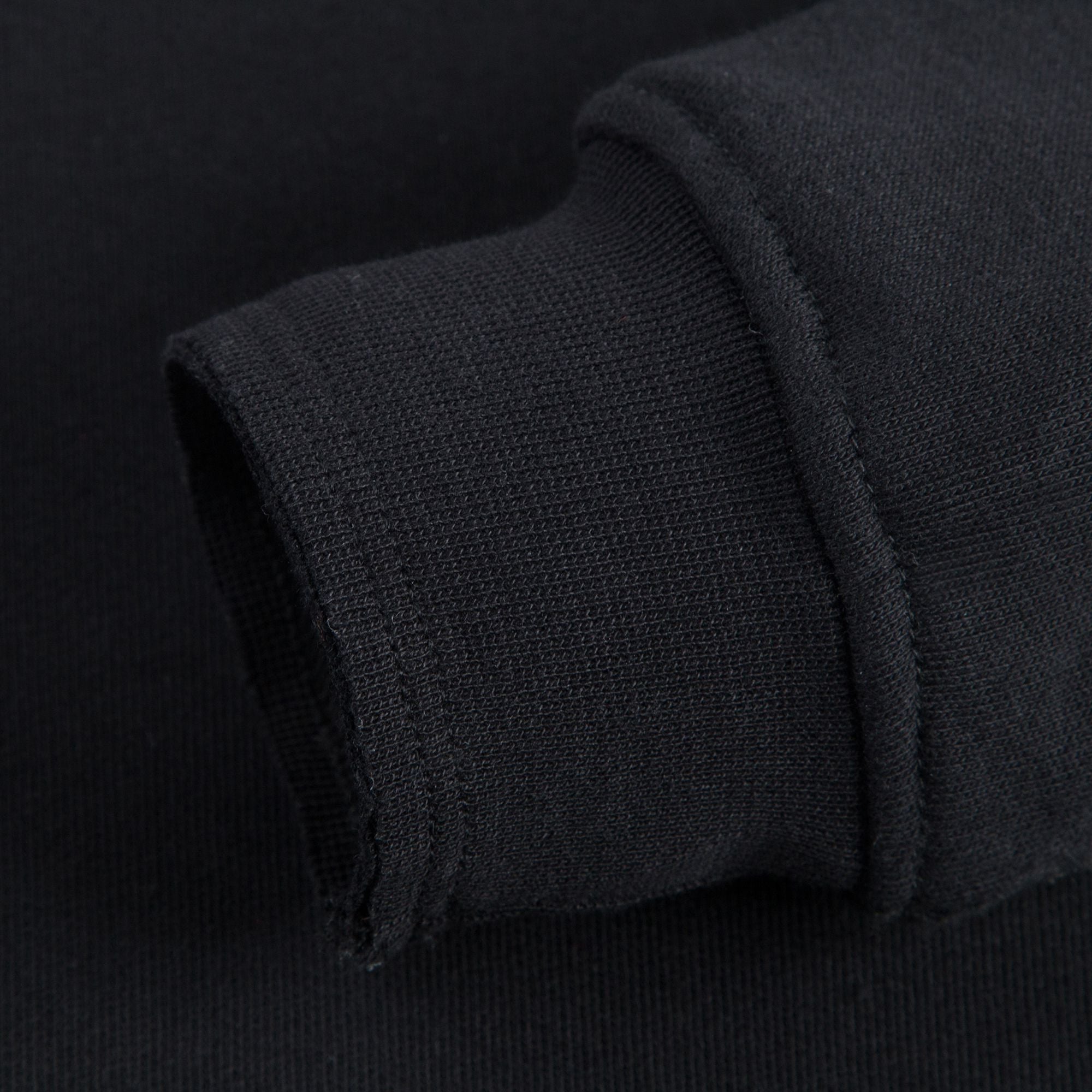 Girls Black Cotton Sweatshirt With Ribbon Trim