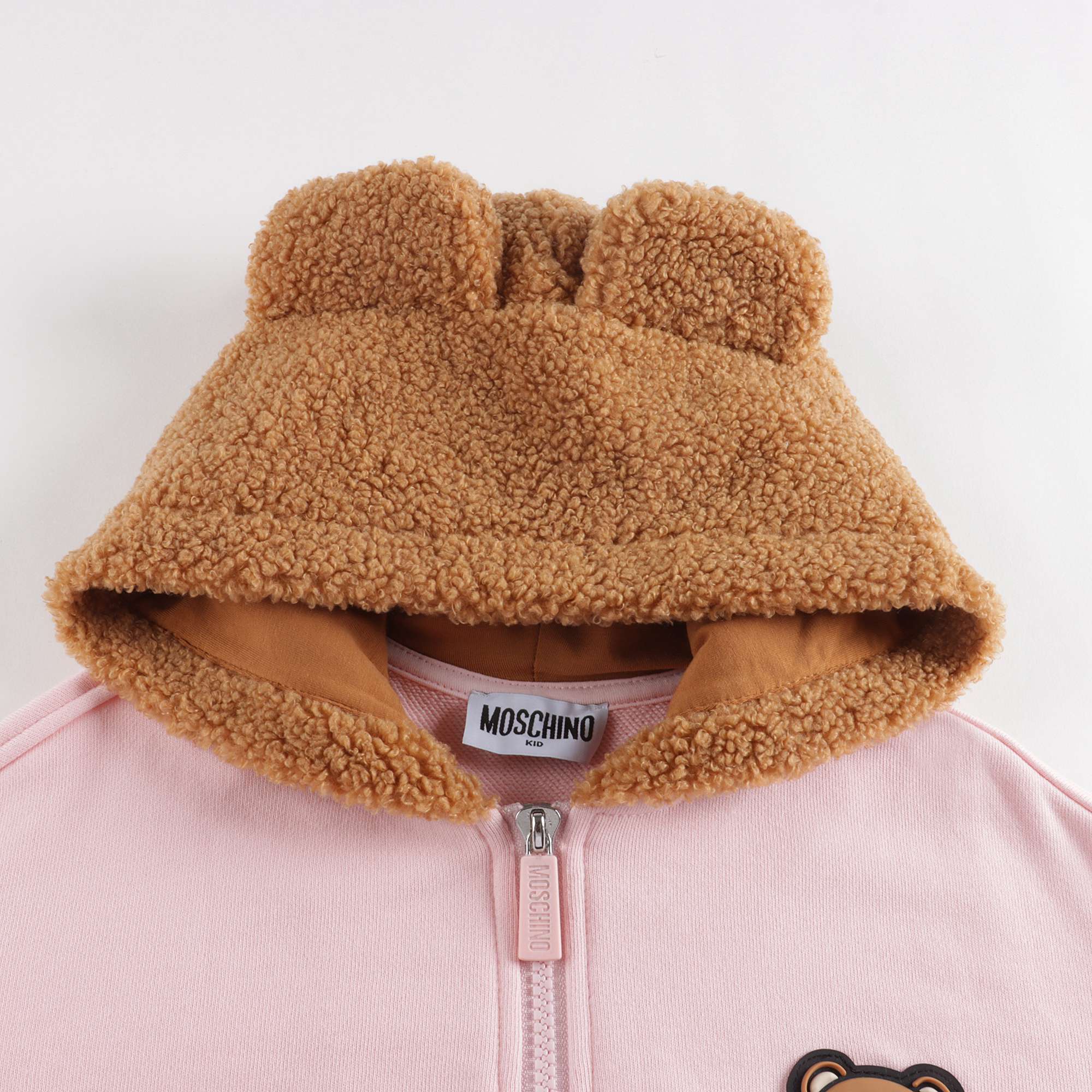 Girls Pink Logo Hooded Zip-Up Top