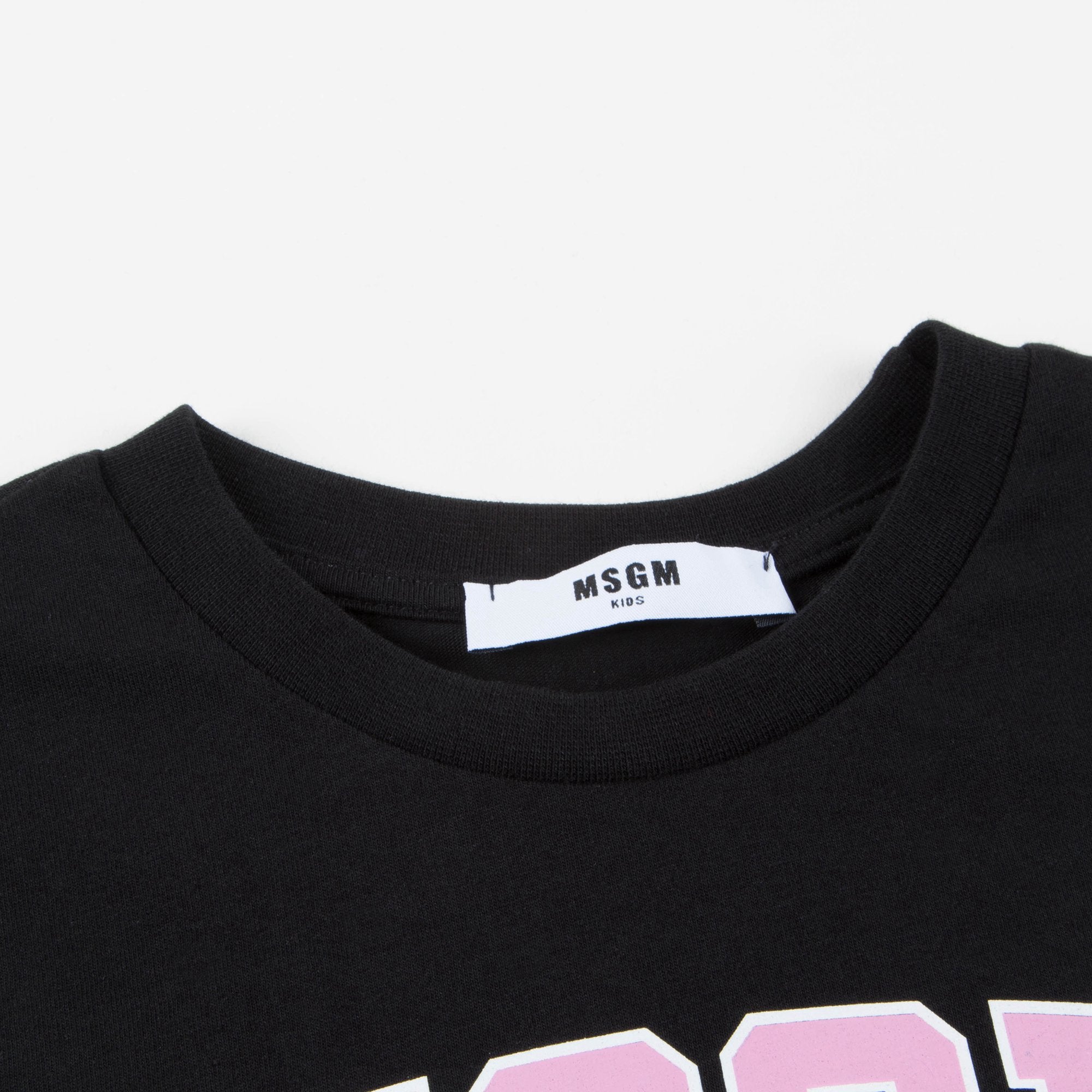 Girls Black Cotton Cropped Jersey T-Shirt