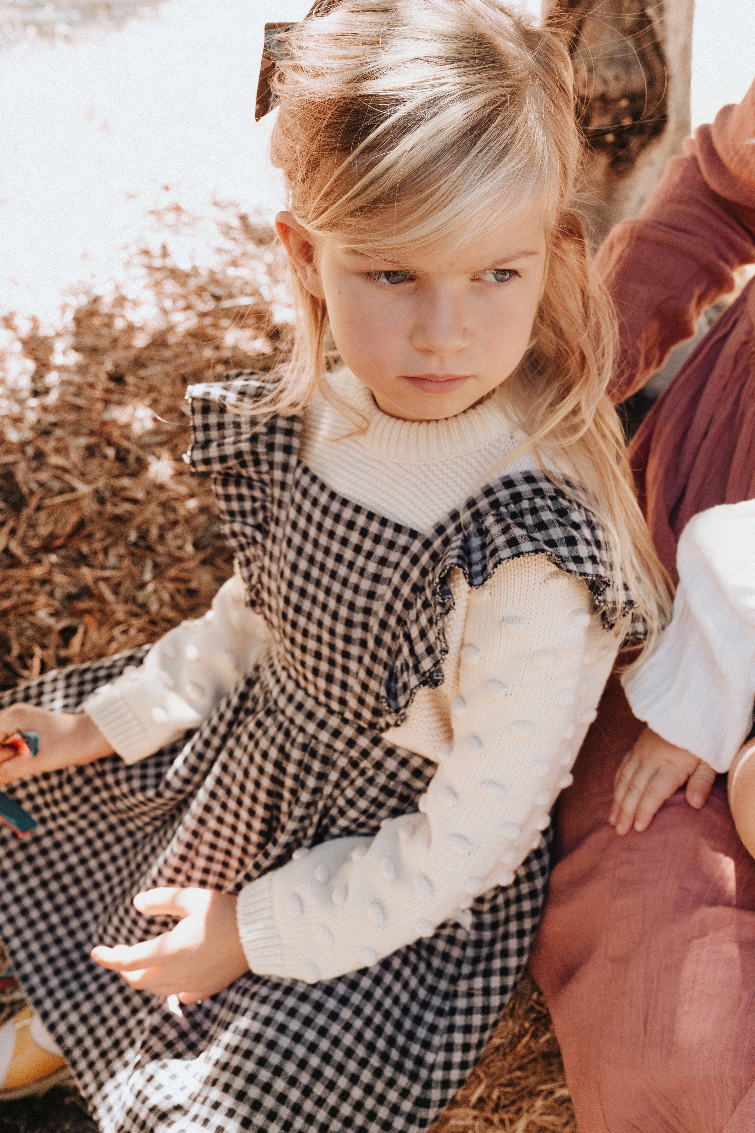 Girls Black Vichy Organic Cotton Dress