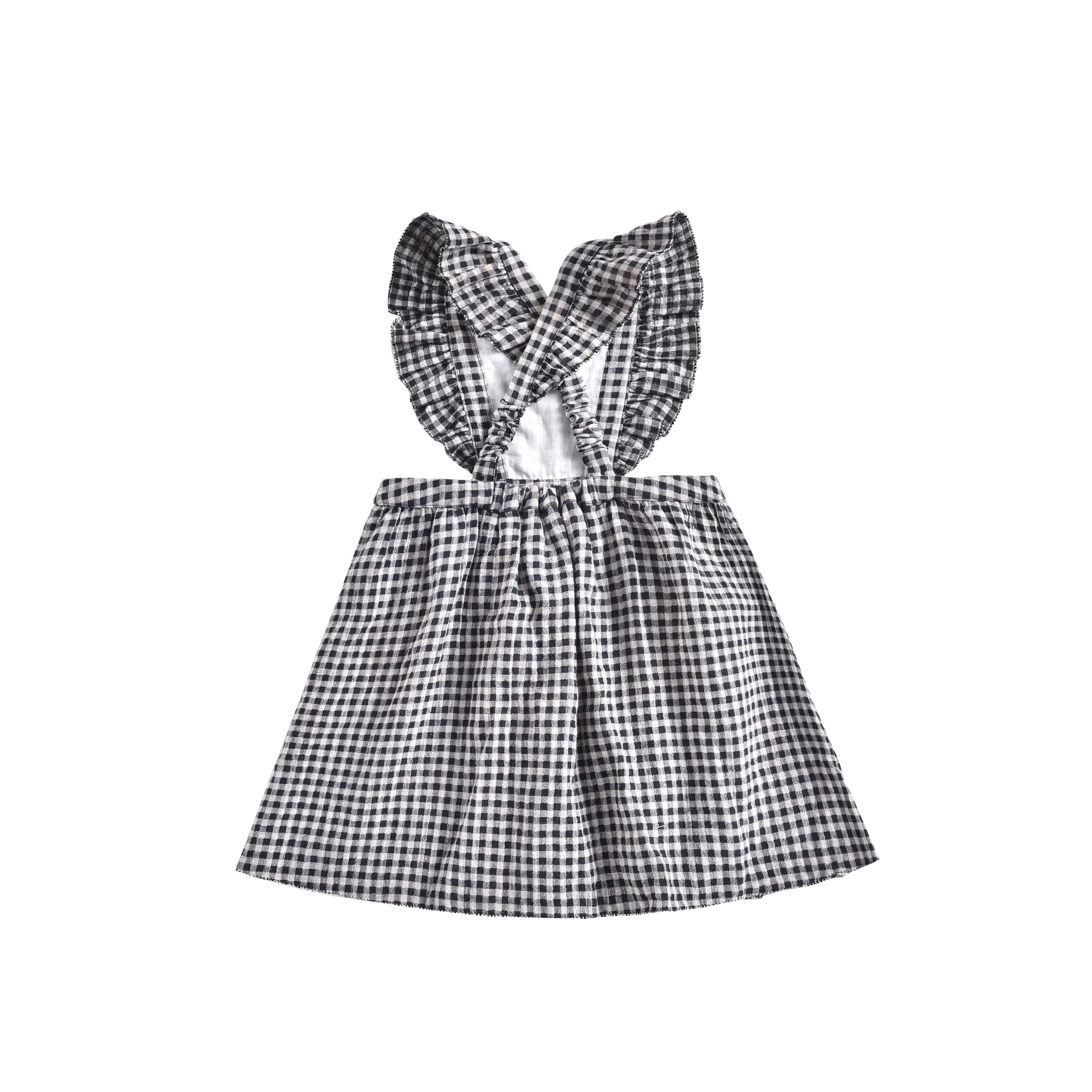 Girls Black Vichy Organic Cotton Dress