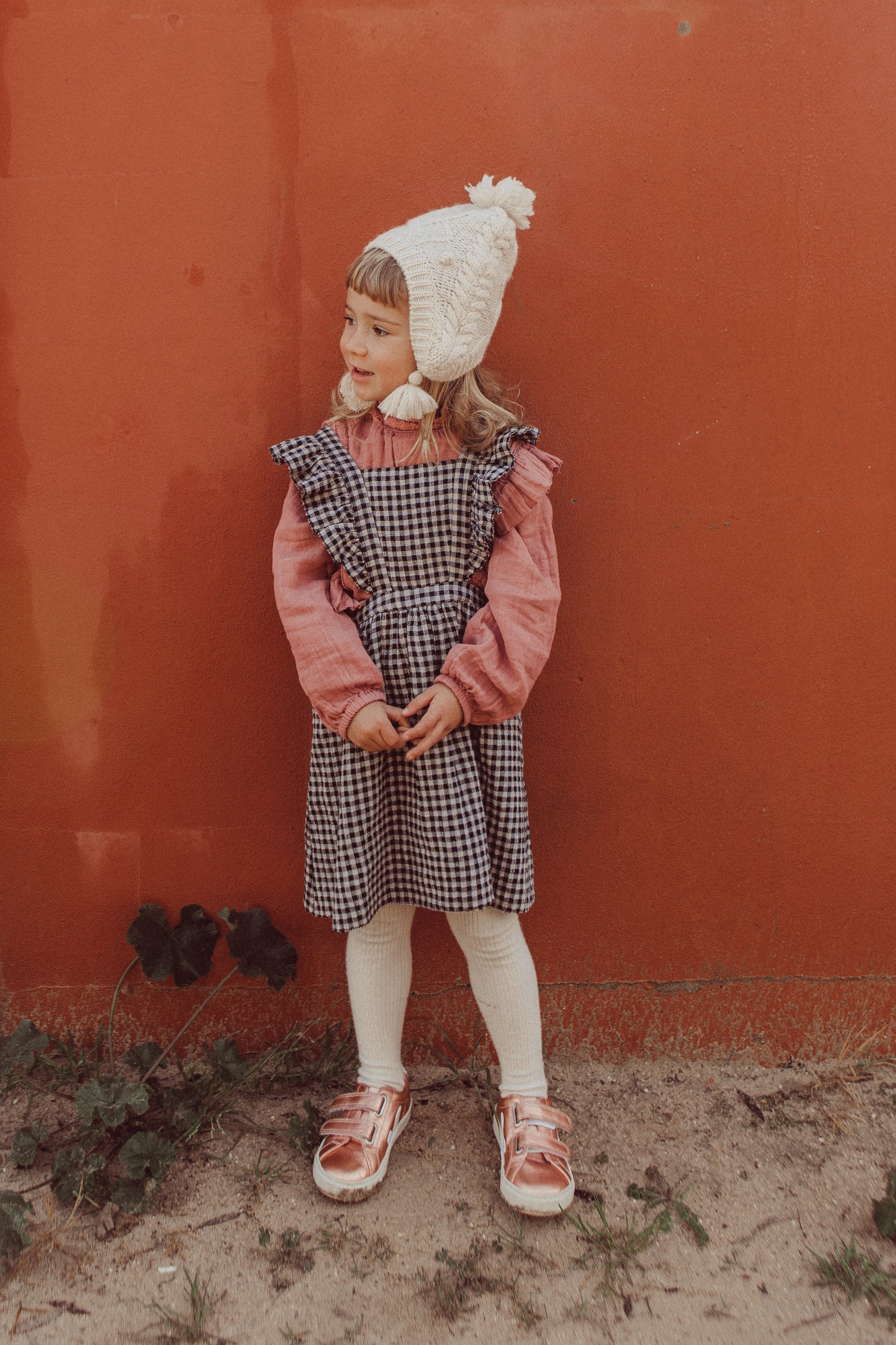 Girls Black Vichy Organic Cotton Dress