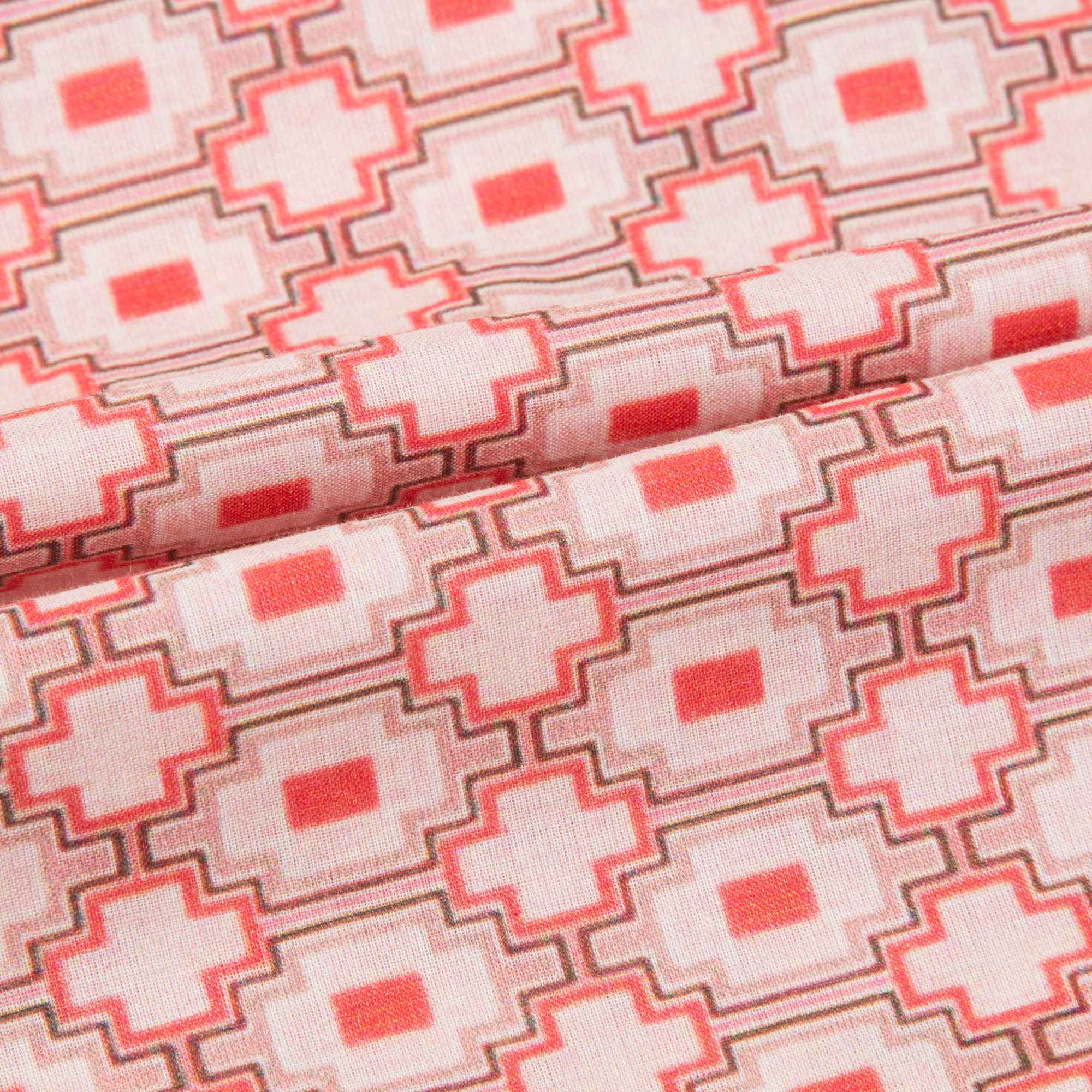 Girls Kaleido Red Cotton Woven Dress