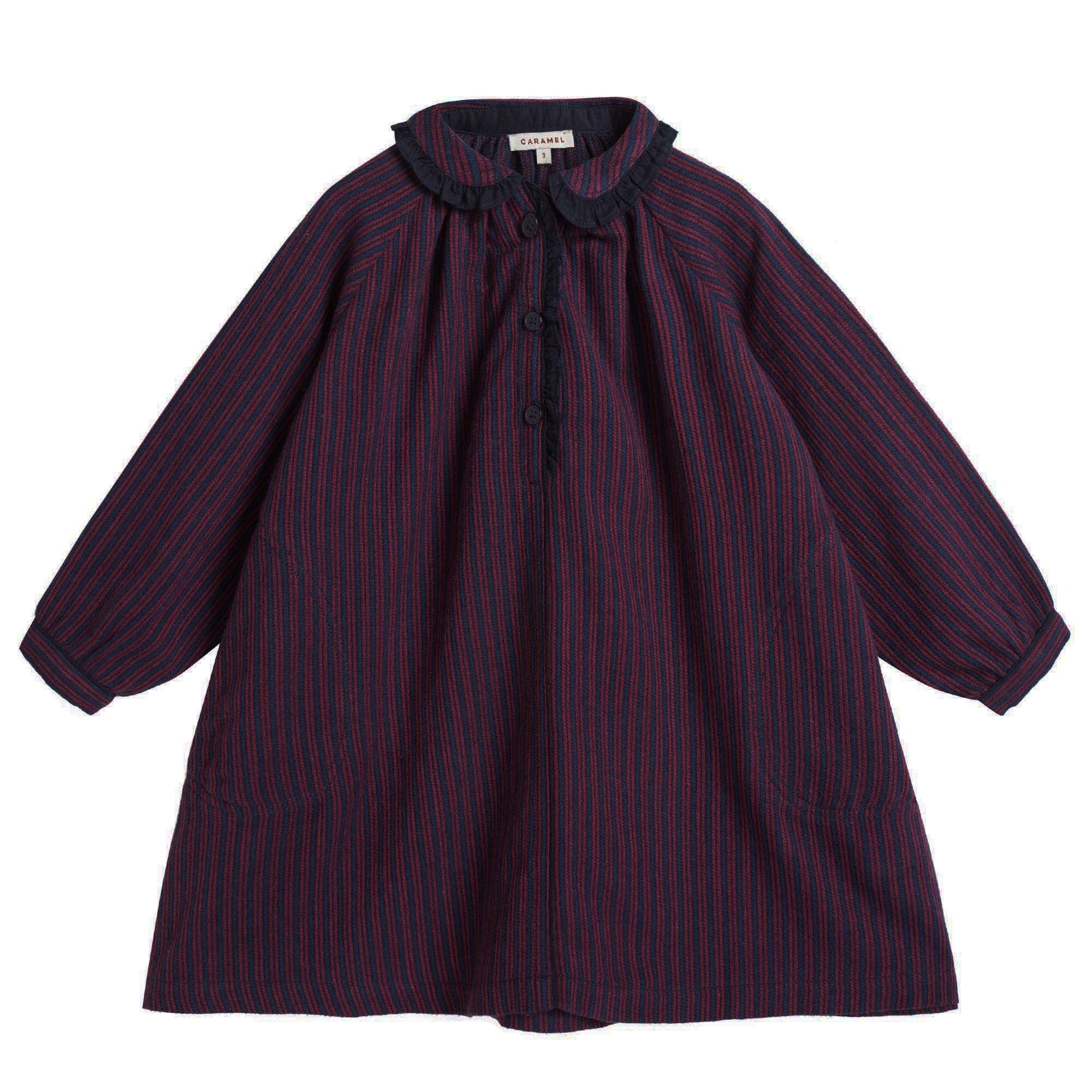 Girls Purple Rayol Striped Cotton Woven Dress - CÉMAROSE | Children's Fashion Store - 1