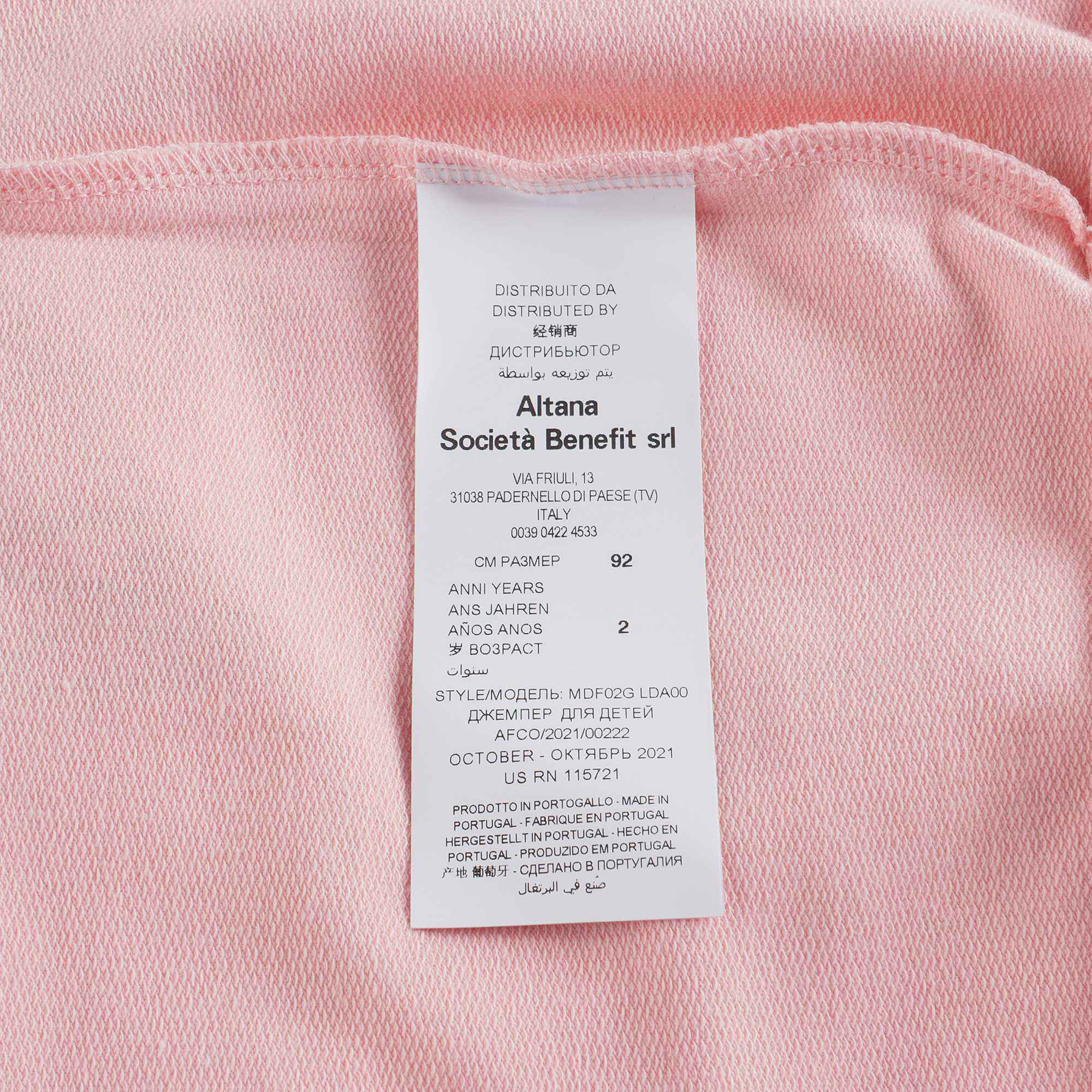 Baby Girls Pink Bear Cotton Sweatshirt