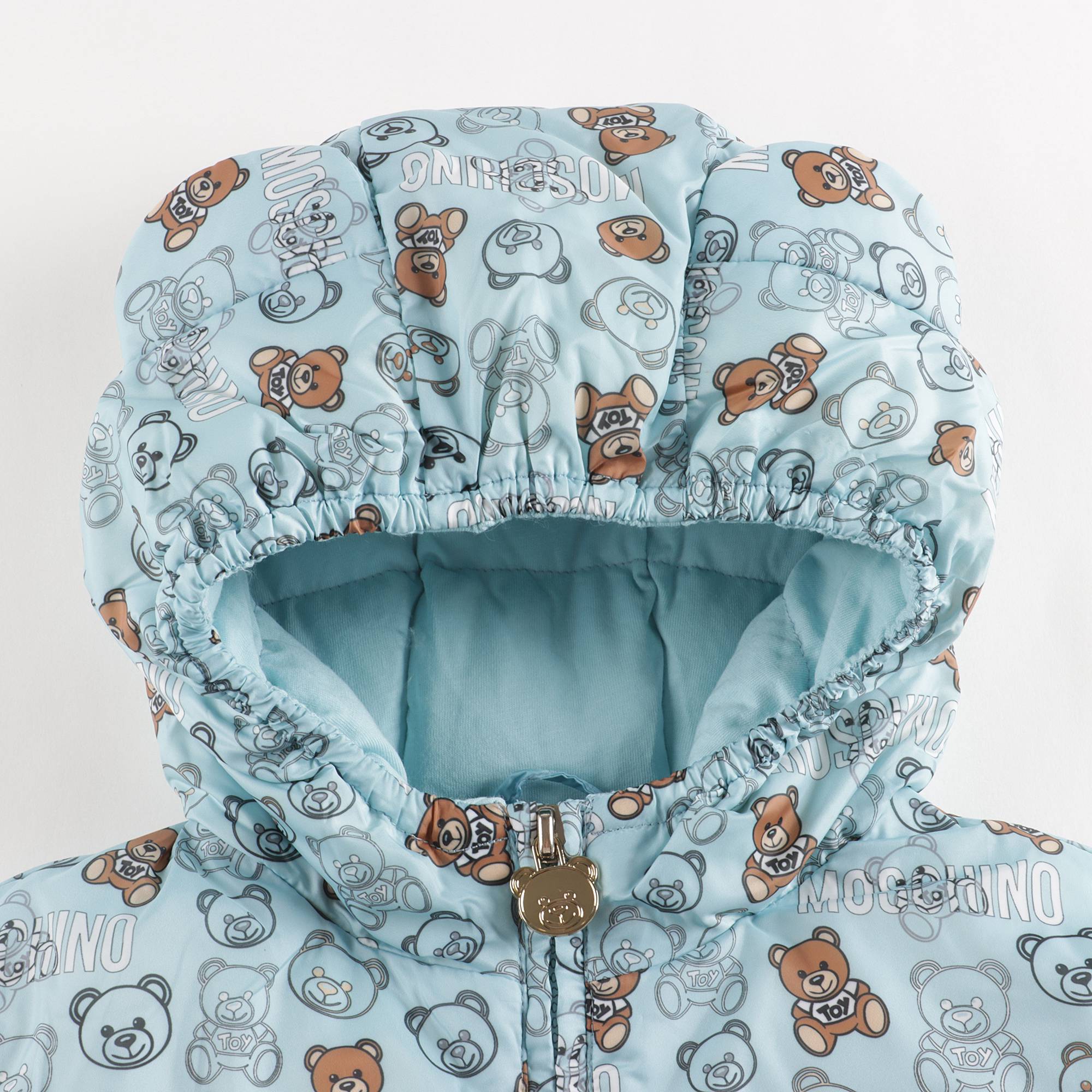 Baby Girls Blue Printed Padded Down Jacket